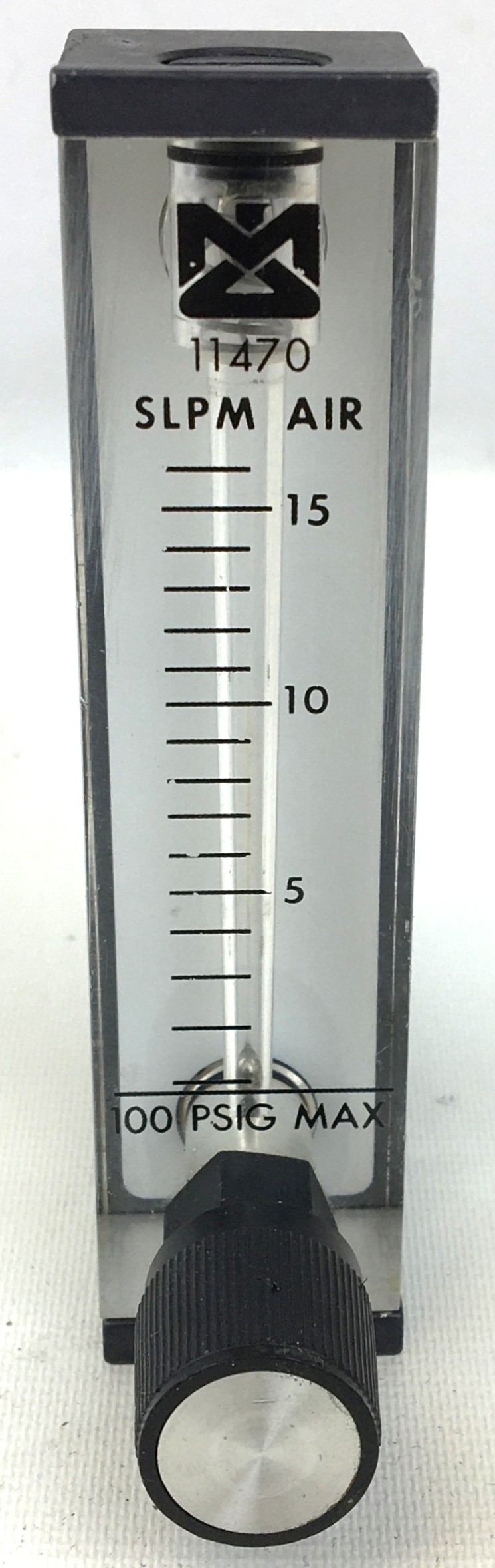 Used Key Instruments Model 2510 Acrylic Block Flowmeter (0–15 SLPM Air)