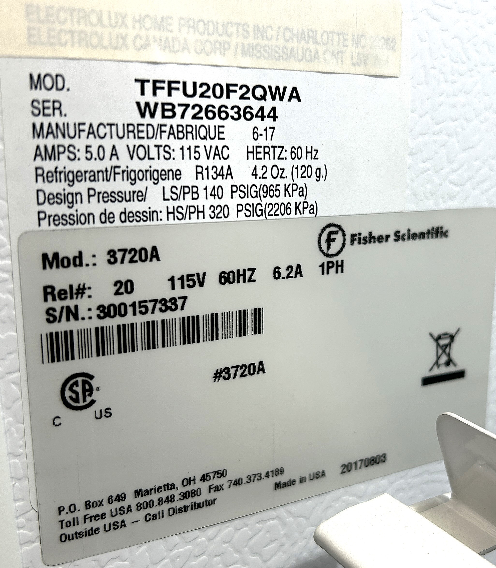 New Open Box Fisher Isotemp 3720A Refrigerated BOD Incubator (20 Cu-Ft)