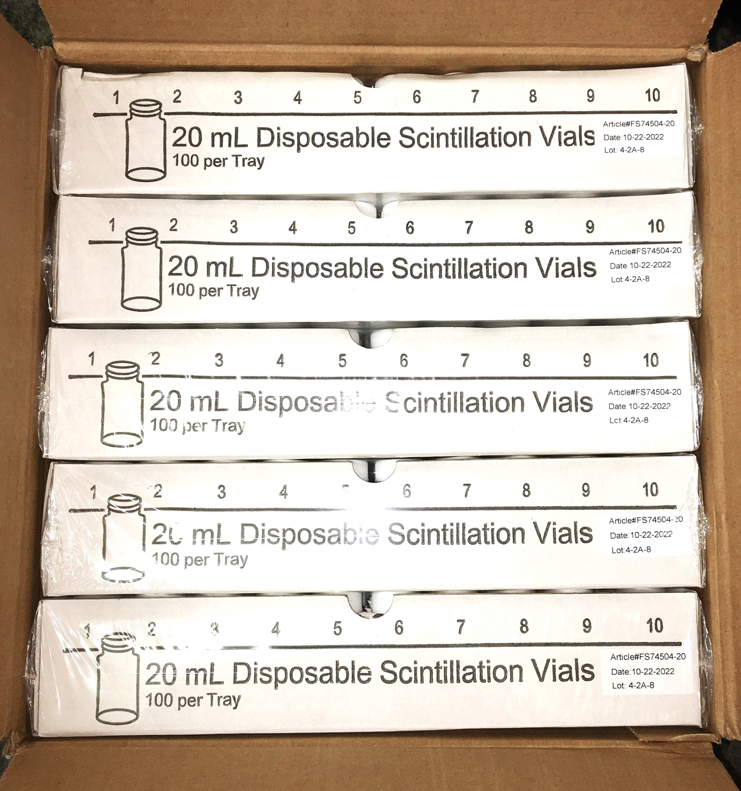 New VWR 66022-065 Scintillation Vial with Cap - 20mL (Box of 500)