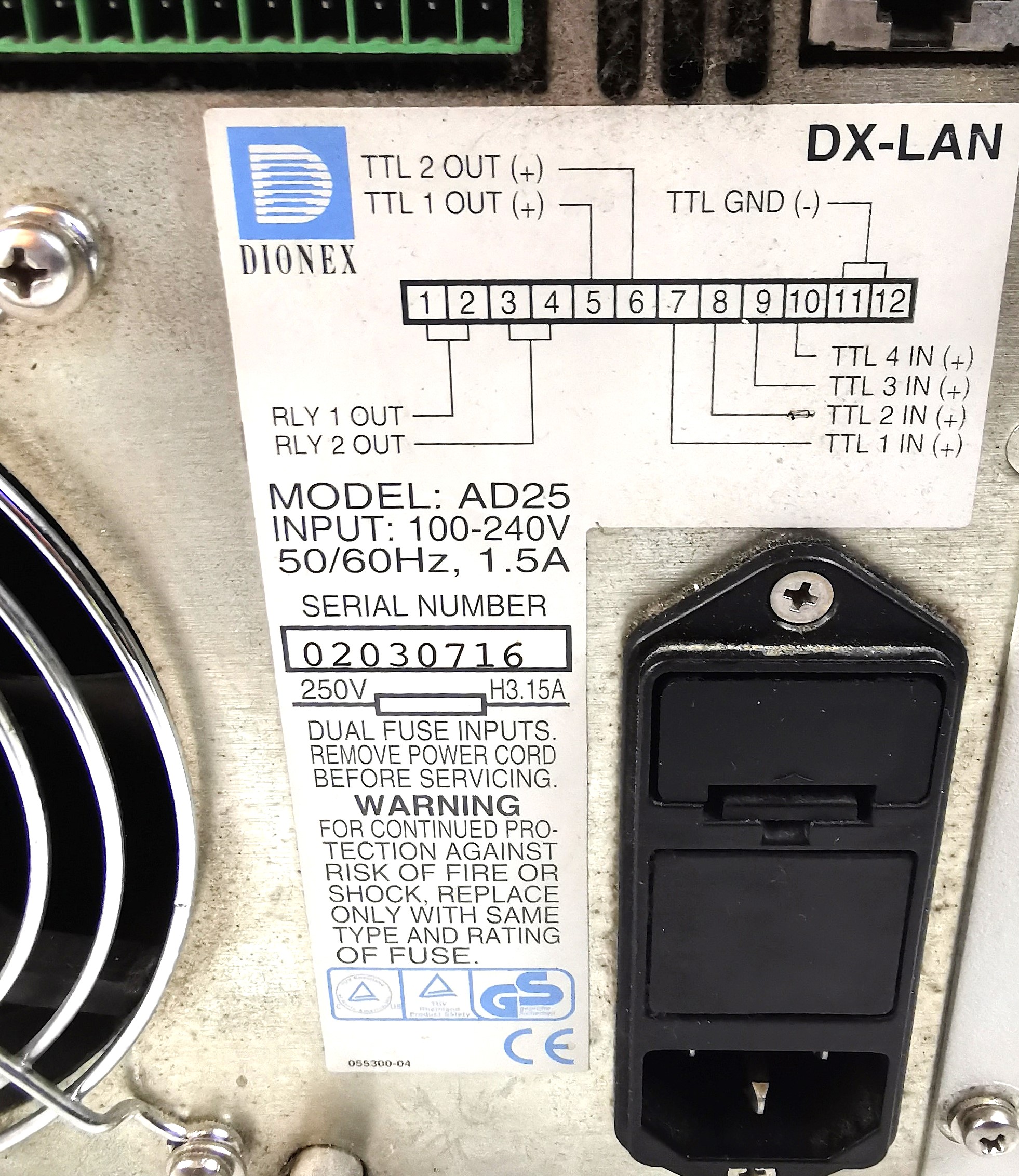 Used Dionex BioLC AD25 Absorbance Detector with DX-LAN