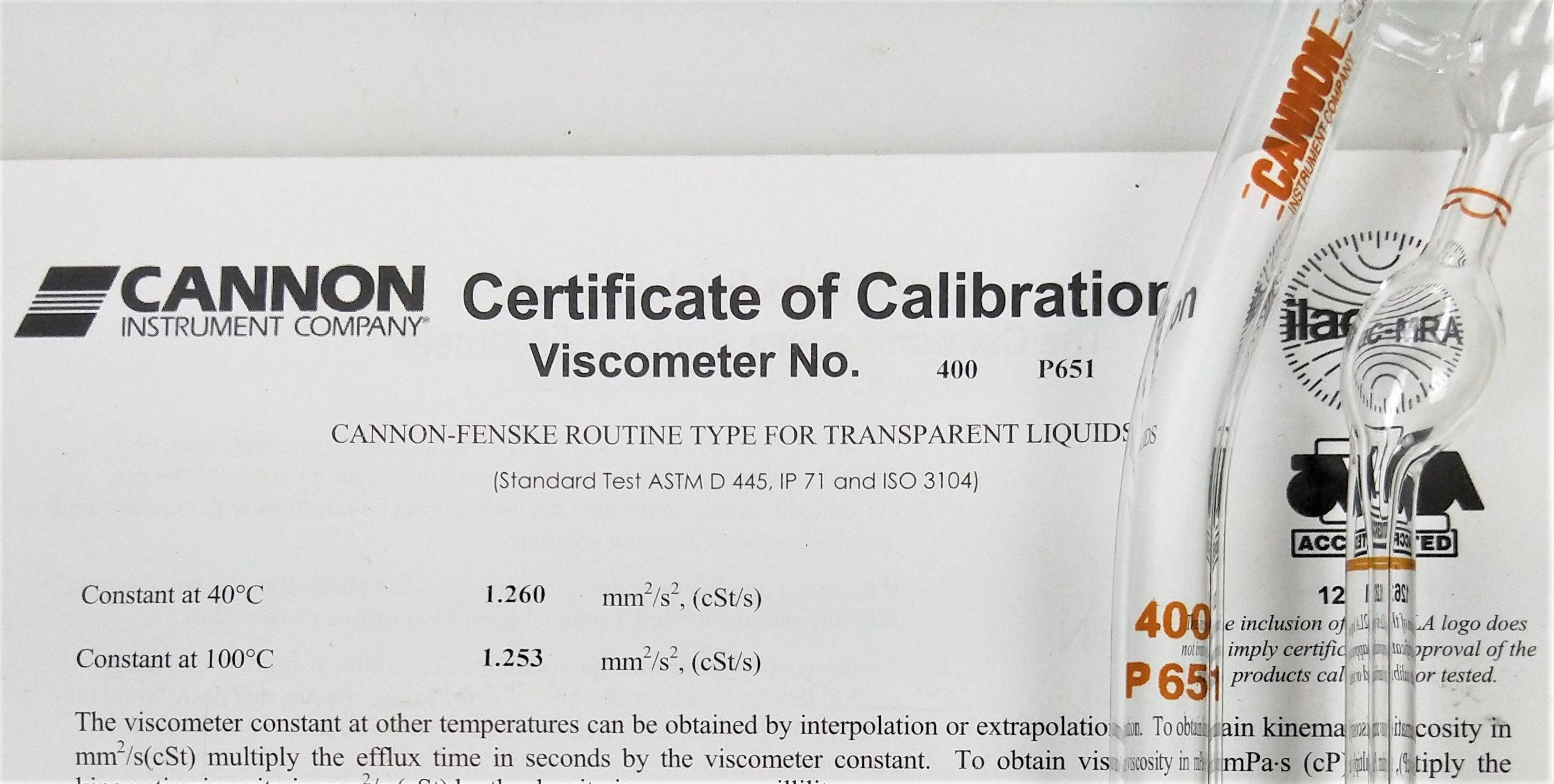 New Open Box Cannon-Fenske CFRC-400 Certified Routine Viscometer Tube - Size 400