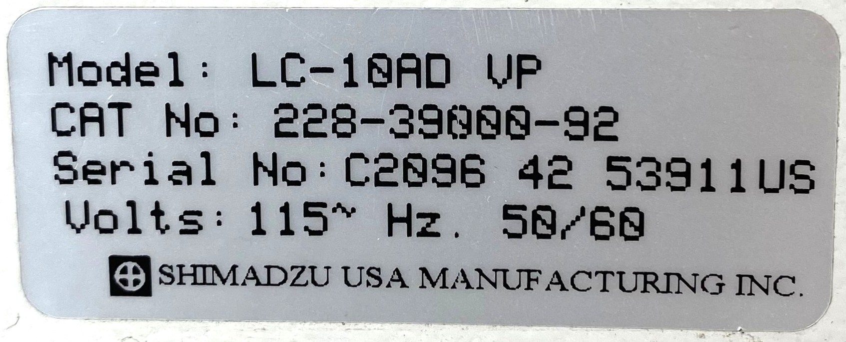 Used Shimadzu LC-10AD VP LC Pump