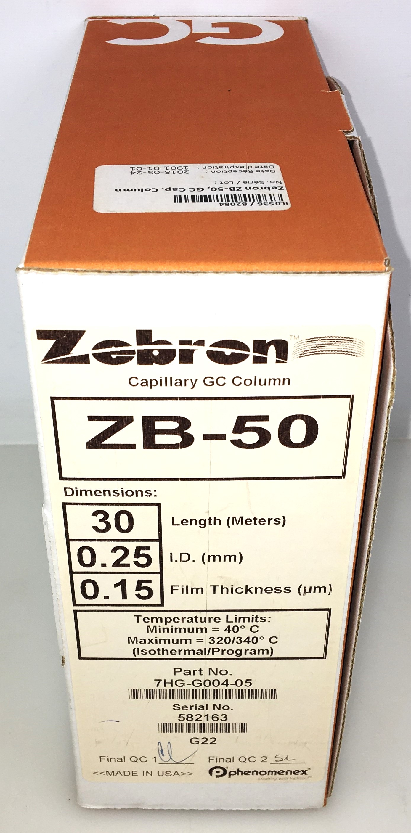 New Open Box Zebron ZB-50 (7HG-G004-05) Capillary Column (30M x 0.25mm x 0.15 µm)