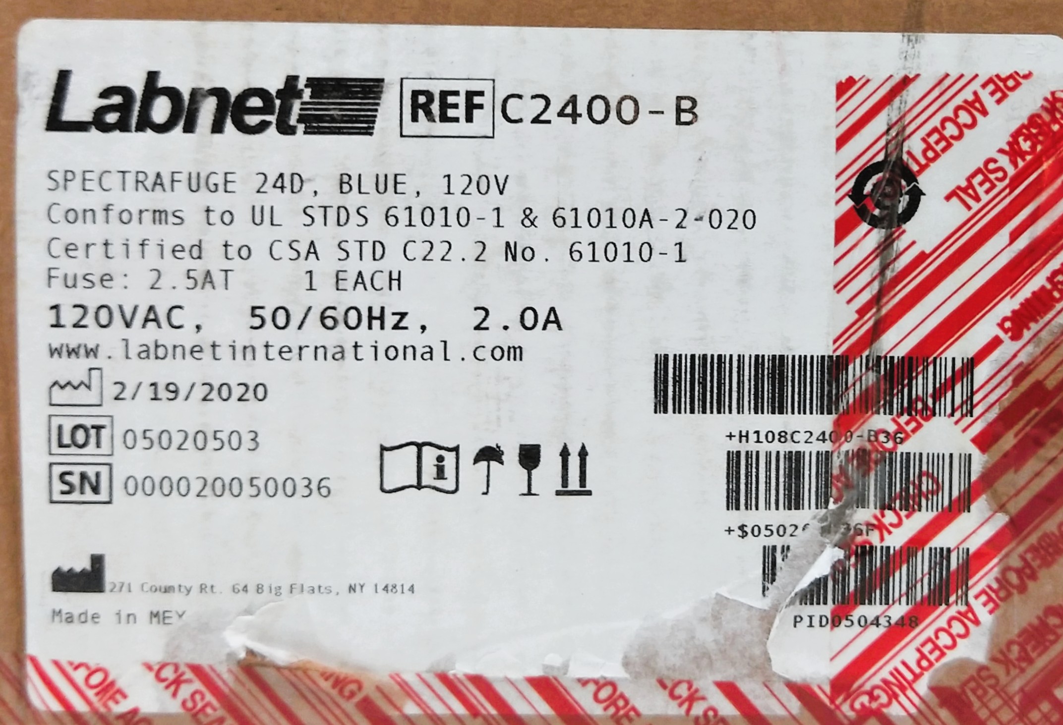New Open Box Labnet Spectrafuge 24D MicroCentrifuge (24 x 1.5-2mL)