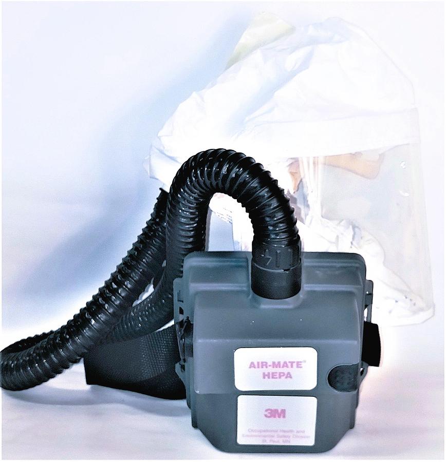 Used 3M Air-Mate HEPA Respirator (PAPR) Unit with Head Cover (Regular Size)