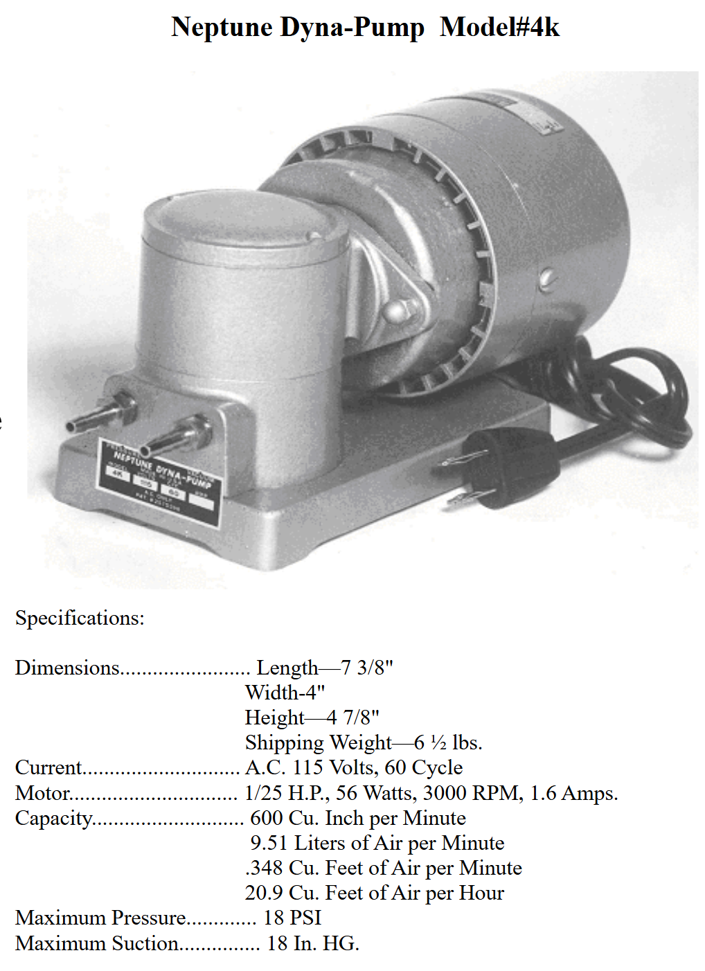 Used Neptune Dyna-Pump 4K Metering Pump