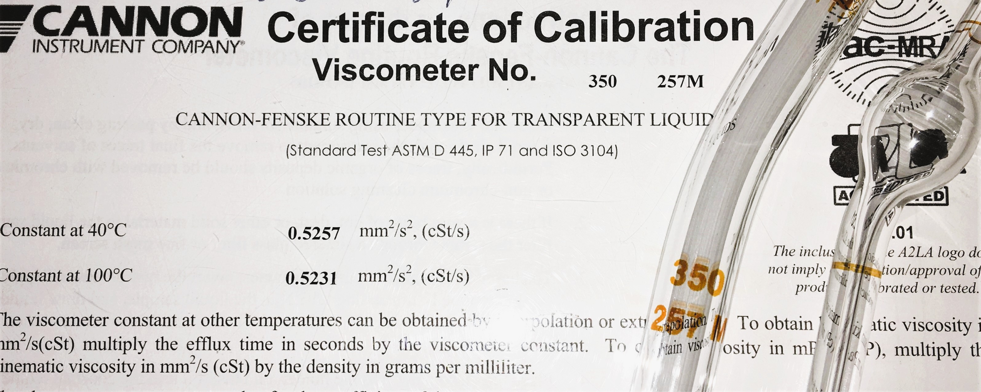 New Open Box Cannon-Fenske CFRC-350 (9721-B71) Certified Routine Viscometer Tube (Size 350)