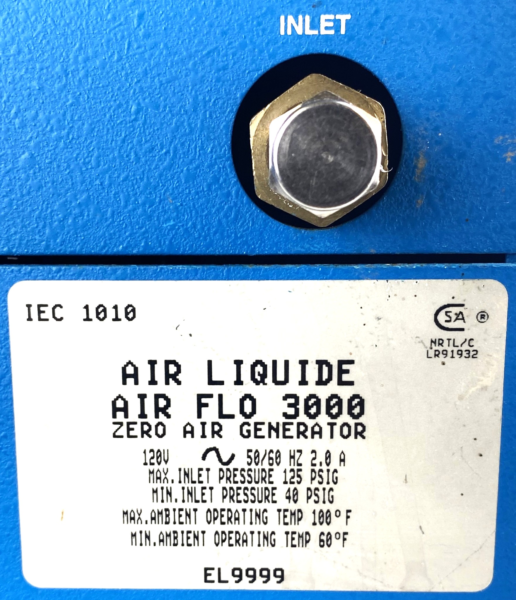 Used Air Liquide ALPHAGAZ Air Flo 3000 Zero Air Generator (3000 cc/min)