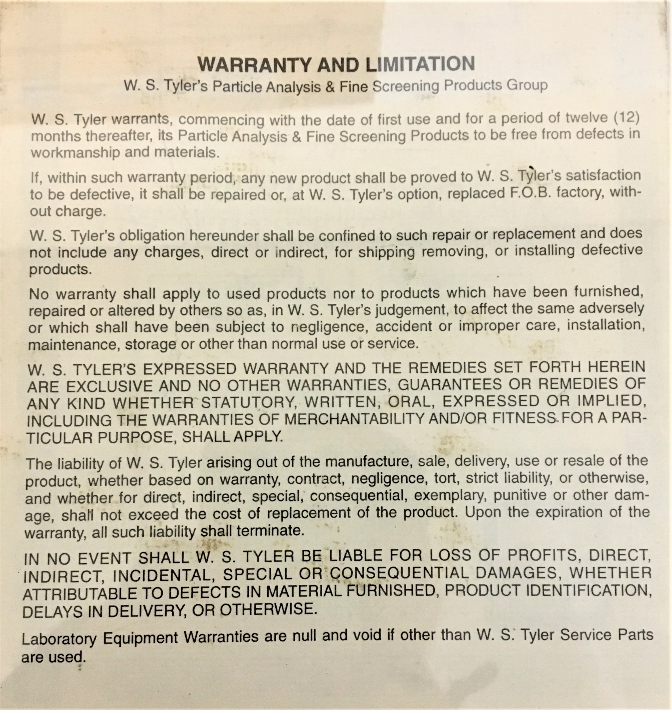 New Open Box Tyler #20 Stainless Steel 12" Sieve (850μm)