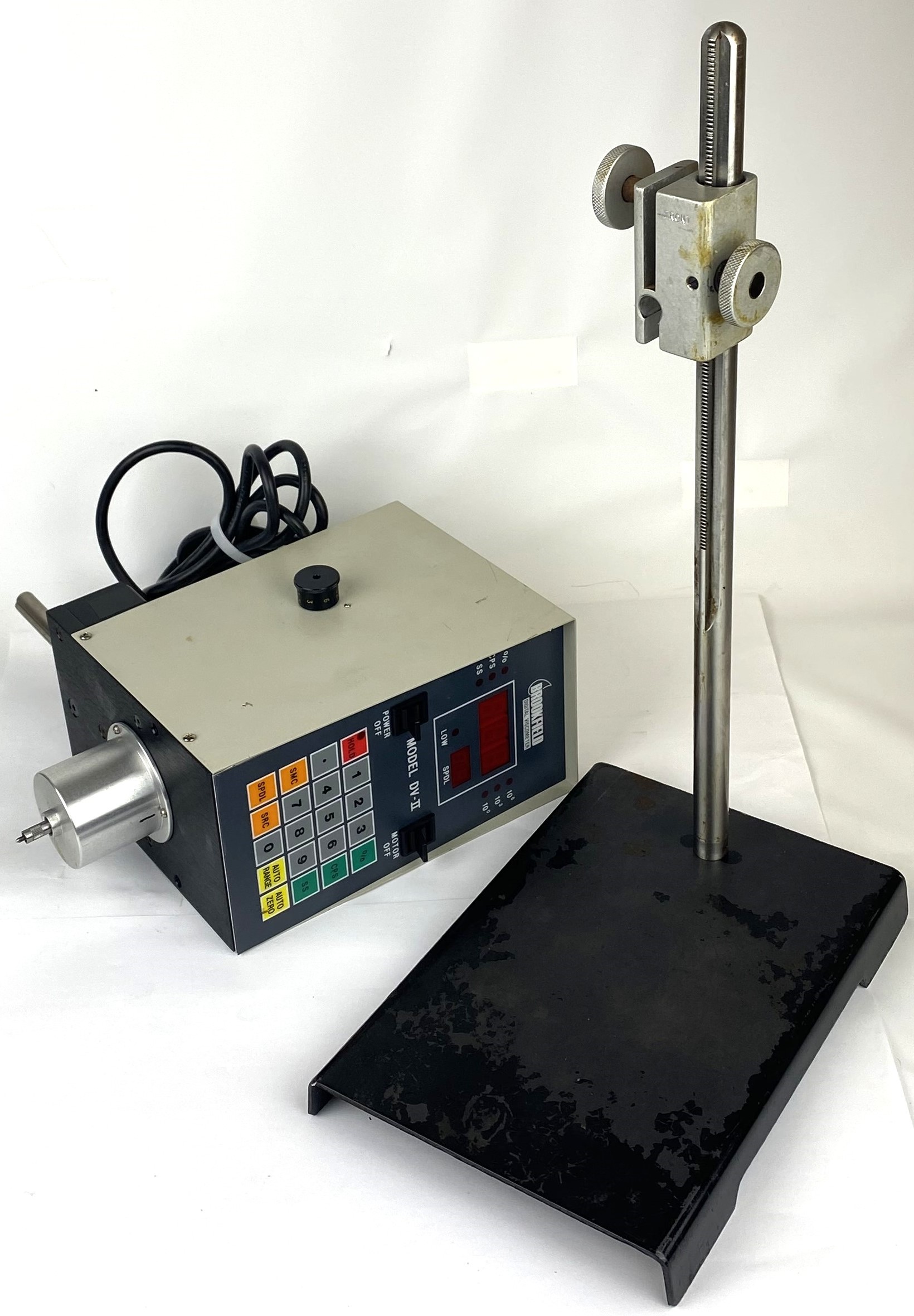 Used Brookfield LV-DV-II Digital Viscometer with Spindles, Stand and Carrying Case