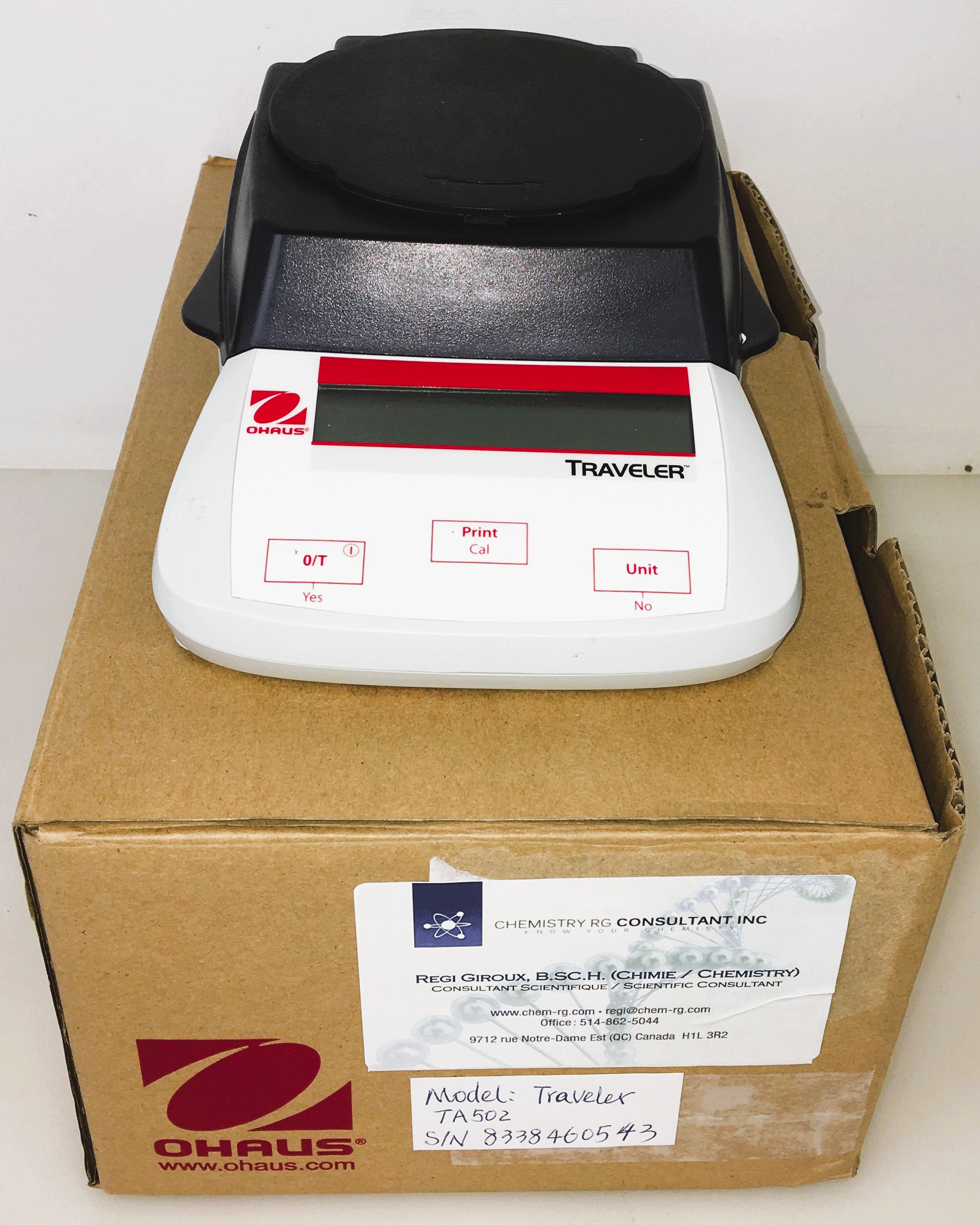 New Open Box Ohaus Traveler TA502 Portable Balance (500g x 0.01g)