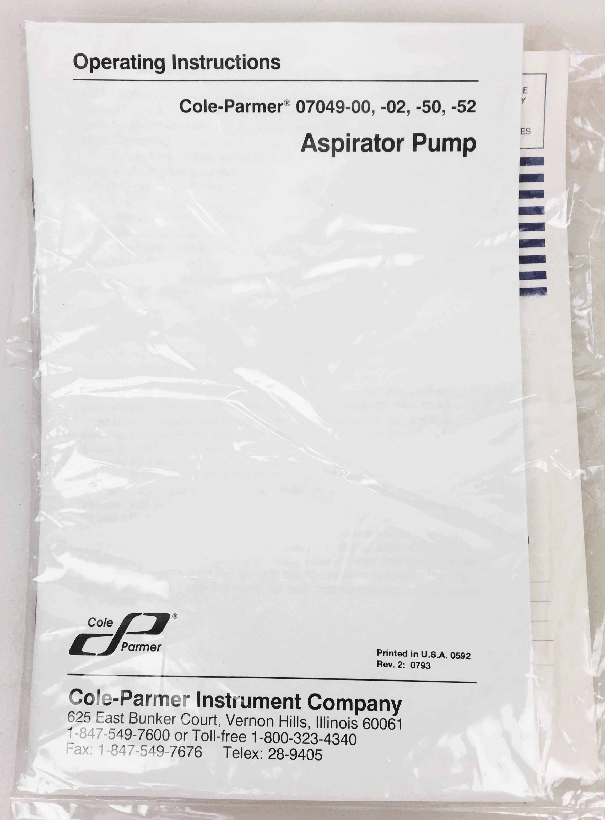 New Open Box Cole-Parmer WP-15 (7049-00) Aspirator Pump (0.5CFM)
