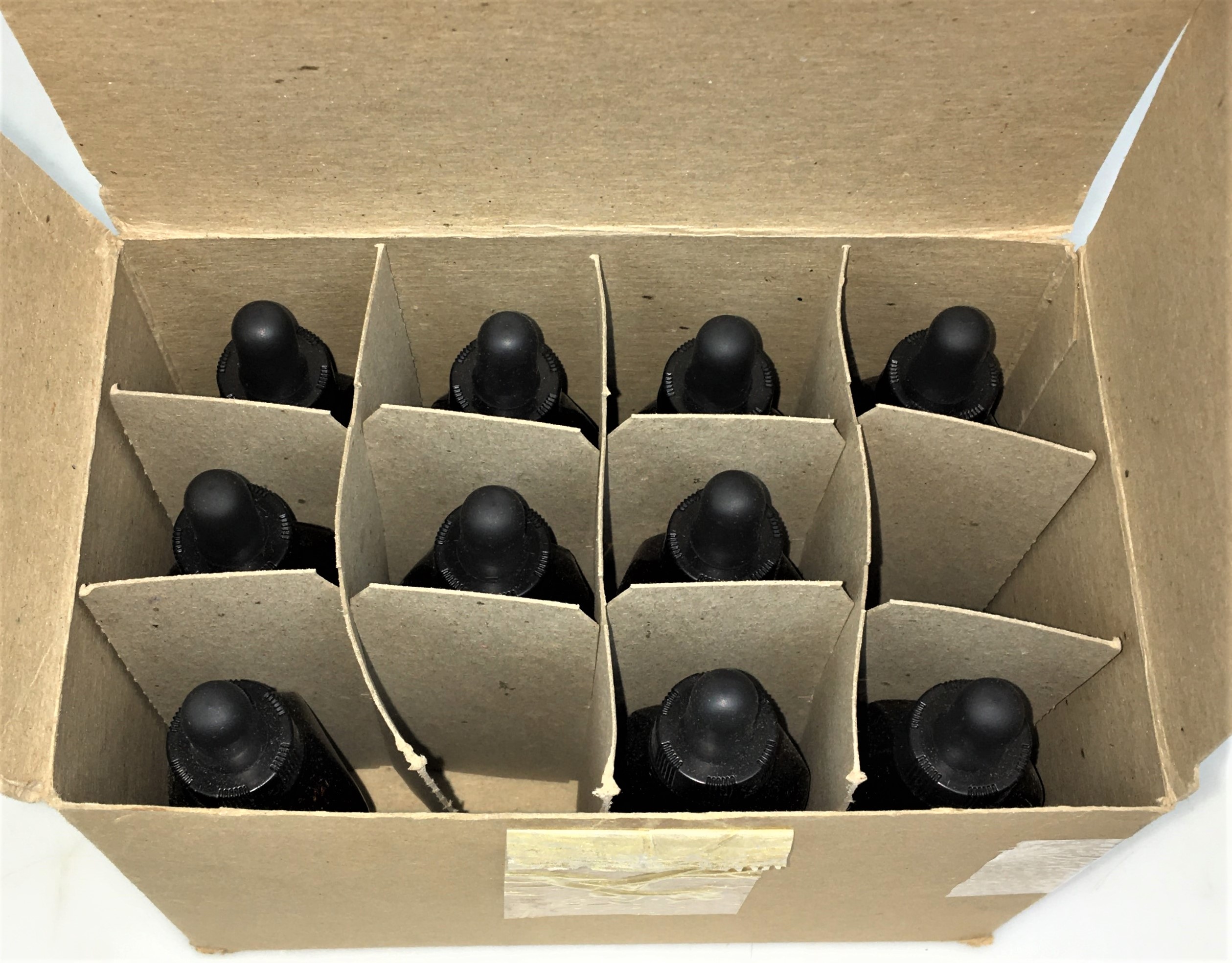 New Open Box Lot of Amber Glassware and Plasticware - Bottles and Jars