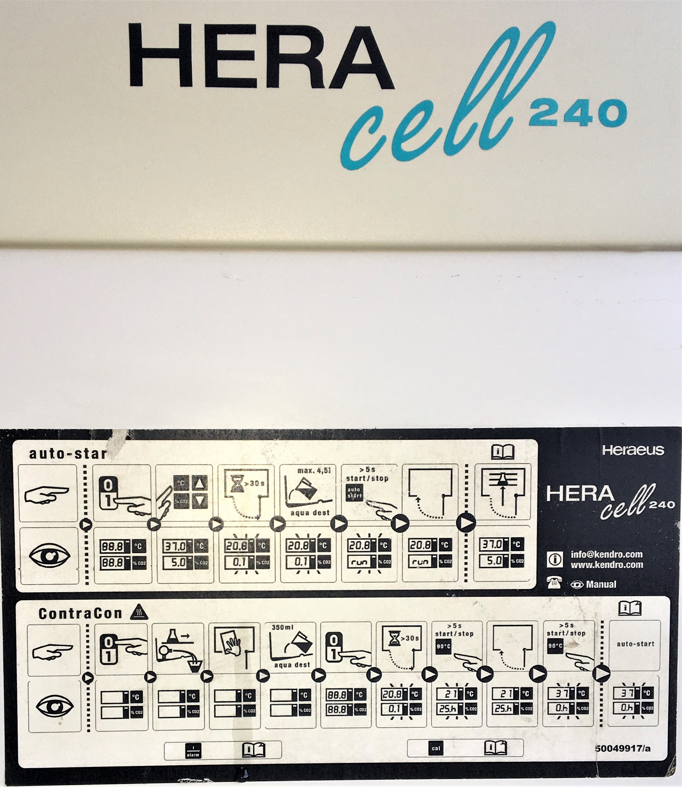Used Heraeus HERAcell 240 CO2 Incubator - 8.4 Cu-Ft