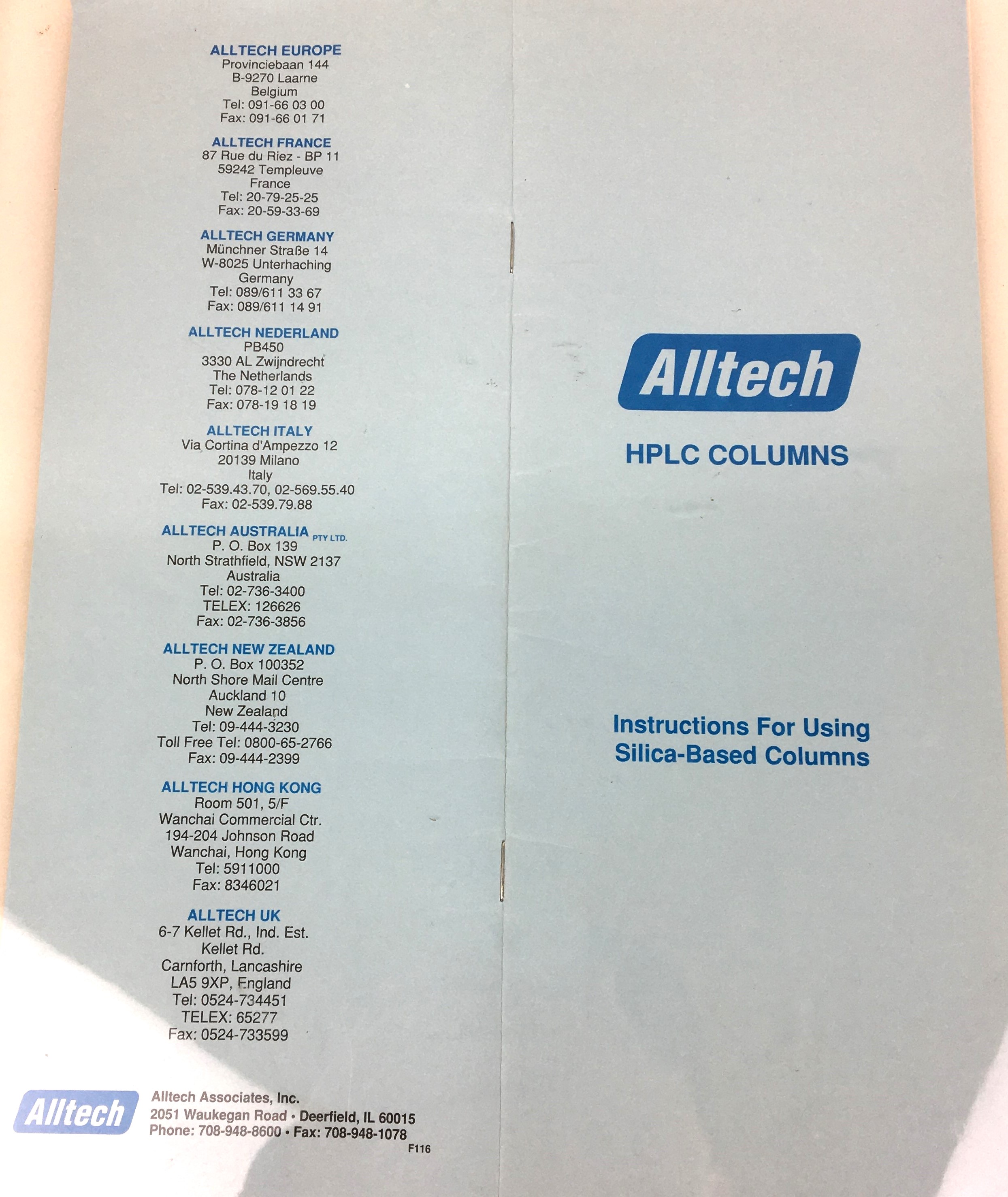 Used Alltech Econosil C18 HPLC Column - 25 cm × 4.6 mm x 10µm