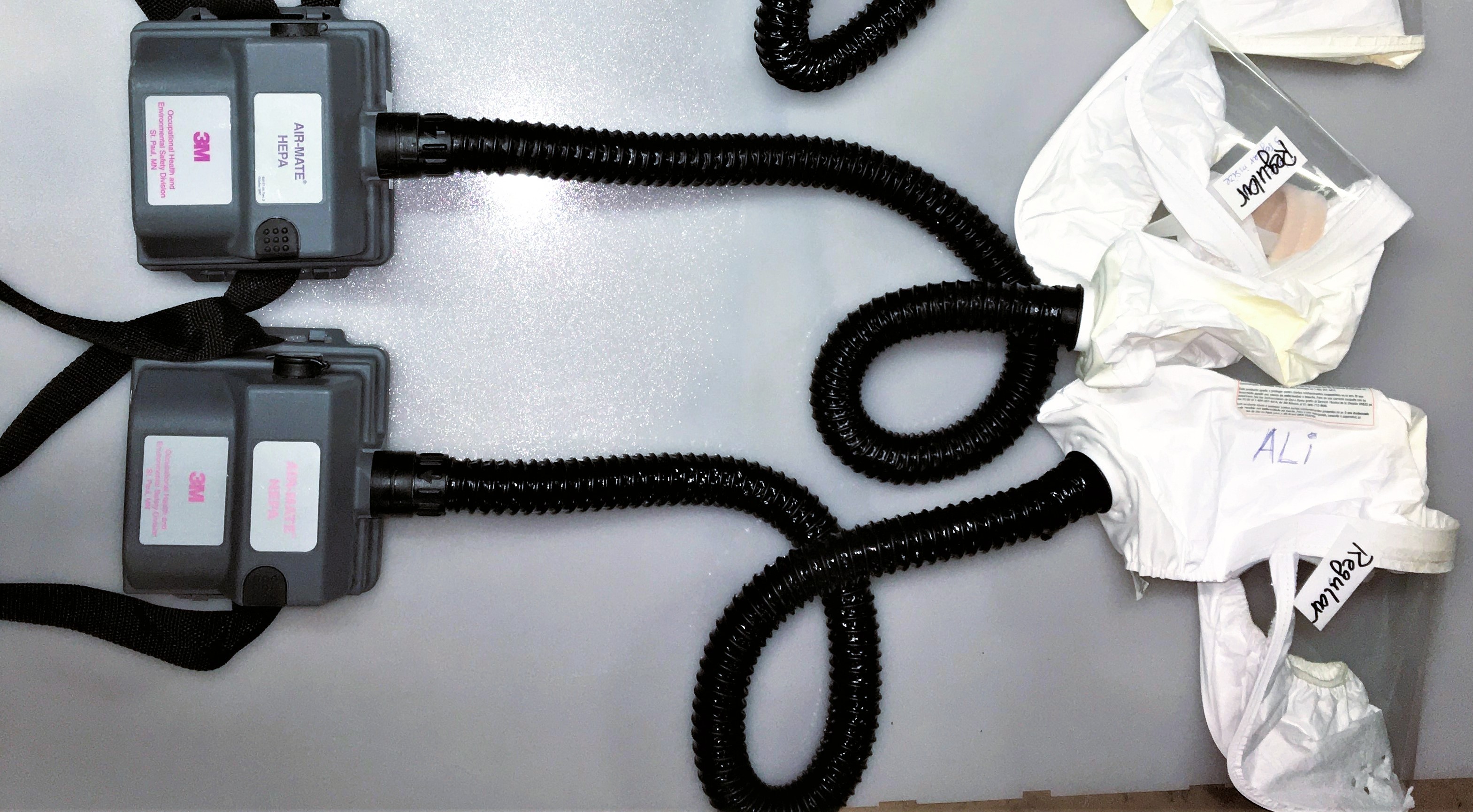 Used 3M Air-Mate HEPA Respirator (PAPR) Unit with Head Cover (Regular Size)