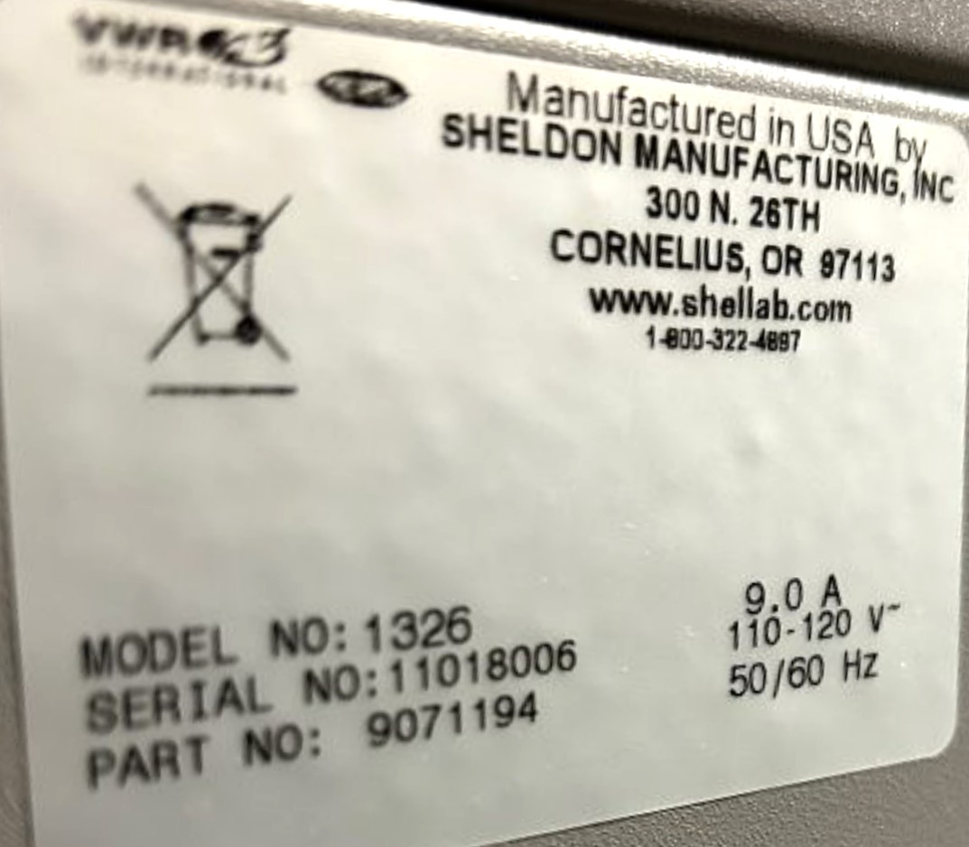 Used VWR (Shel-Lab) 1326 Gravity-Convection Oven (6.1 Cu-Ft)