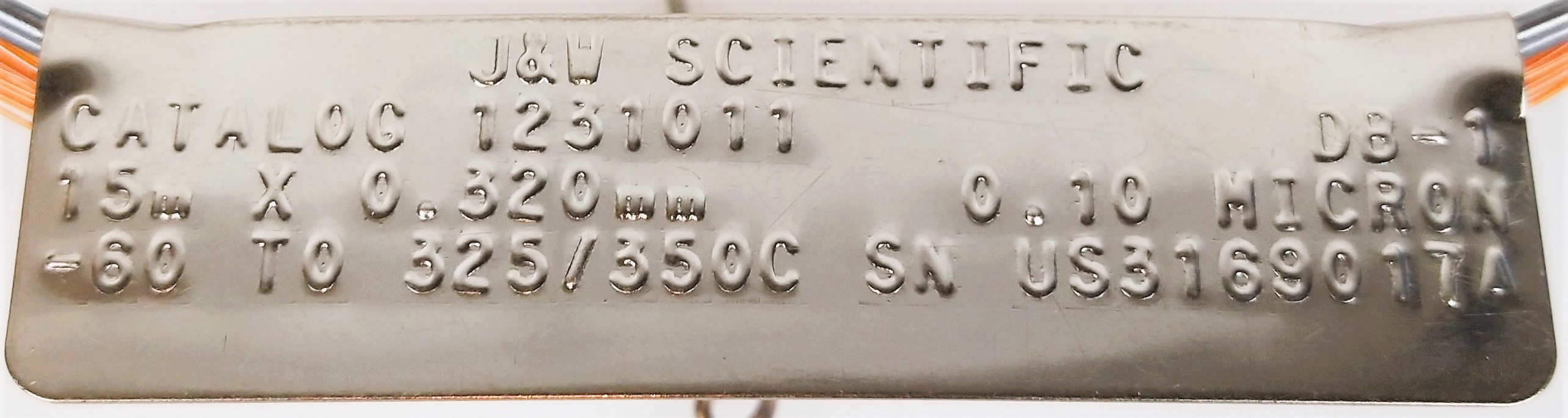 Used J&W DB-1 (123-1011) Capillary Column (15M x 0.32mm x 0.1μm)