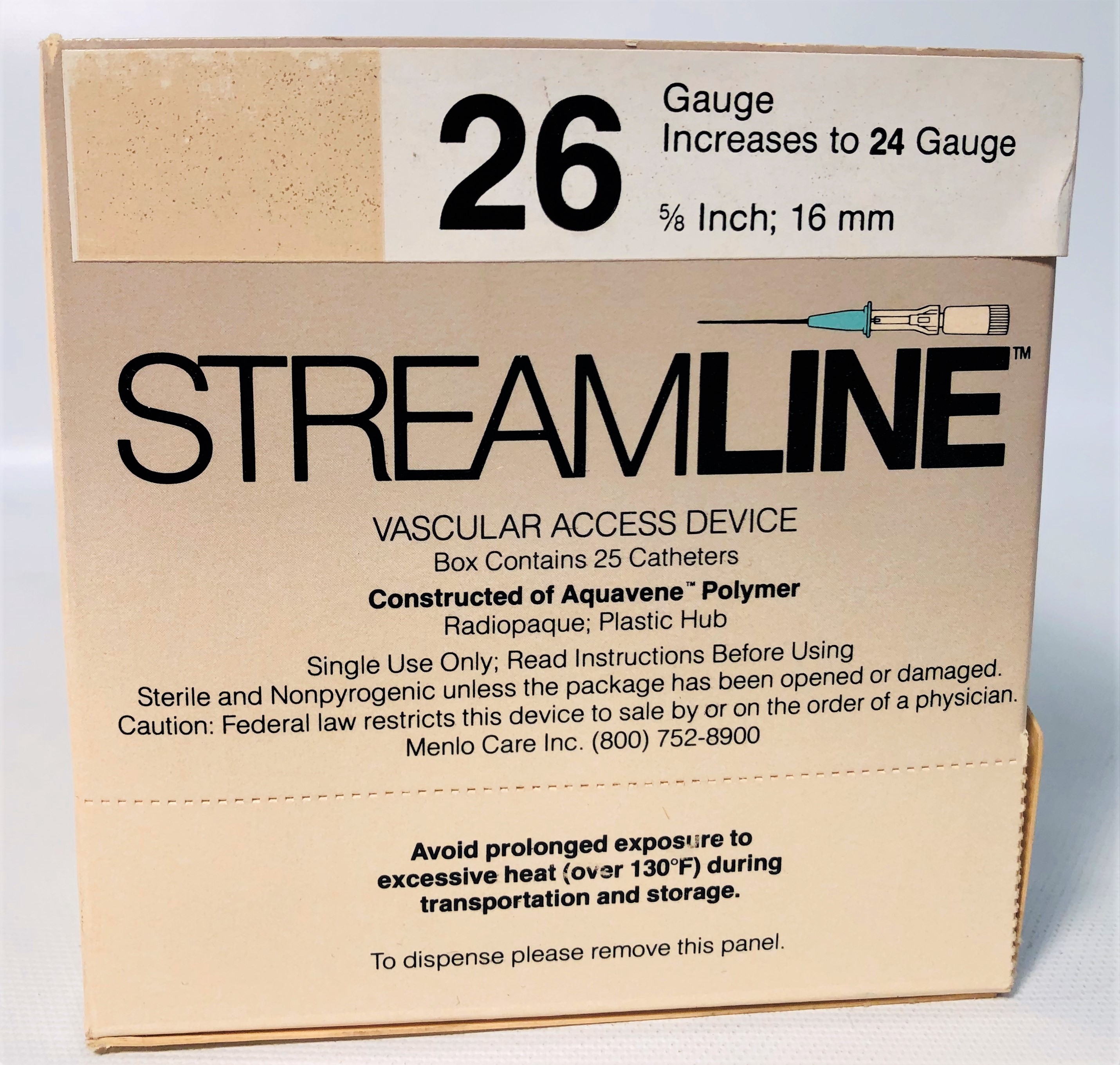 New Open Box Menlo Care StreamLine Urinary Catheters (Box of 25)