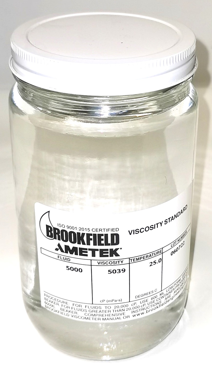 New Brookfield #5000 Viscosity Standard (5,000cp)