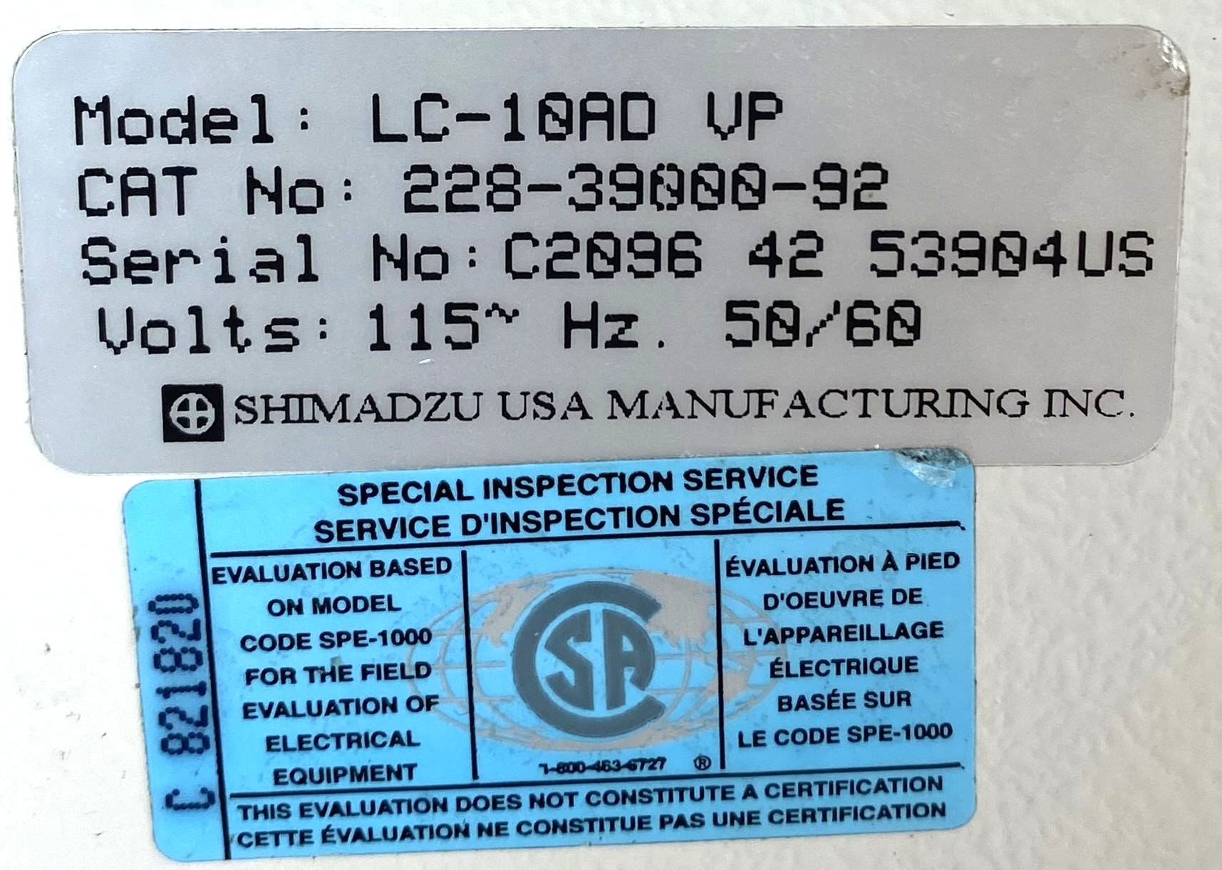 Used Shimadzu LC-10AD VP LC Pump