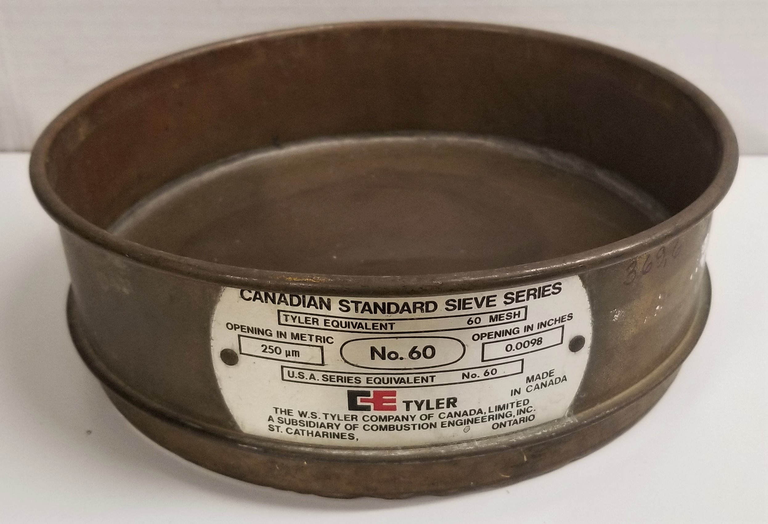 Used Tyler (and Equivalent) #60 All Brass 8" Sieve (250μm)