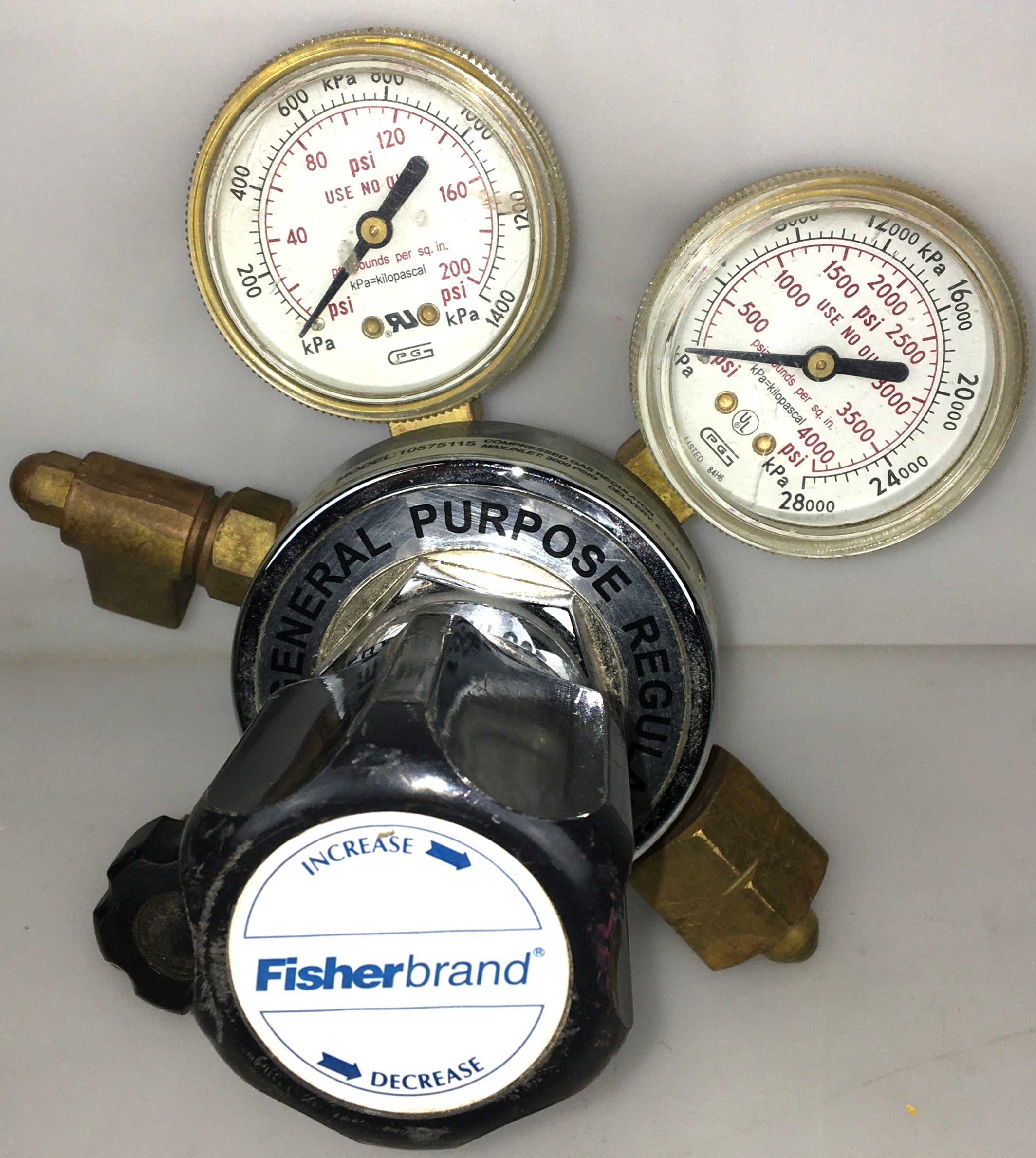 Used Fisherbrand 10-575-115 Brass Pressure Regulator (CGA 350)