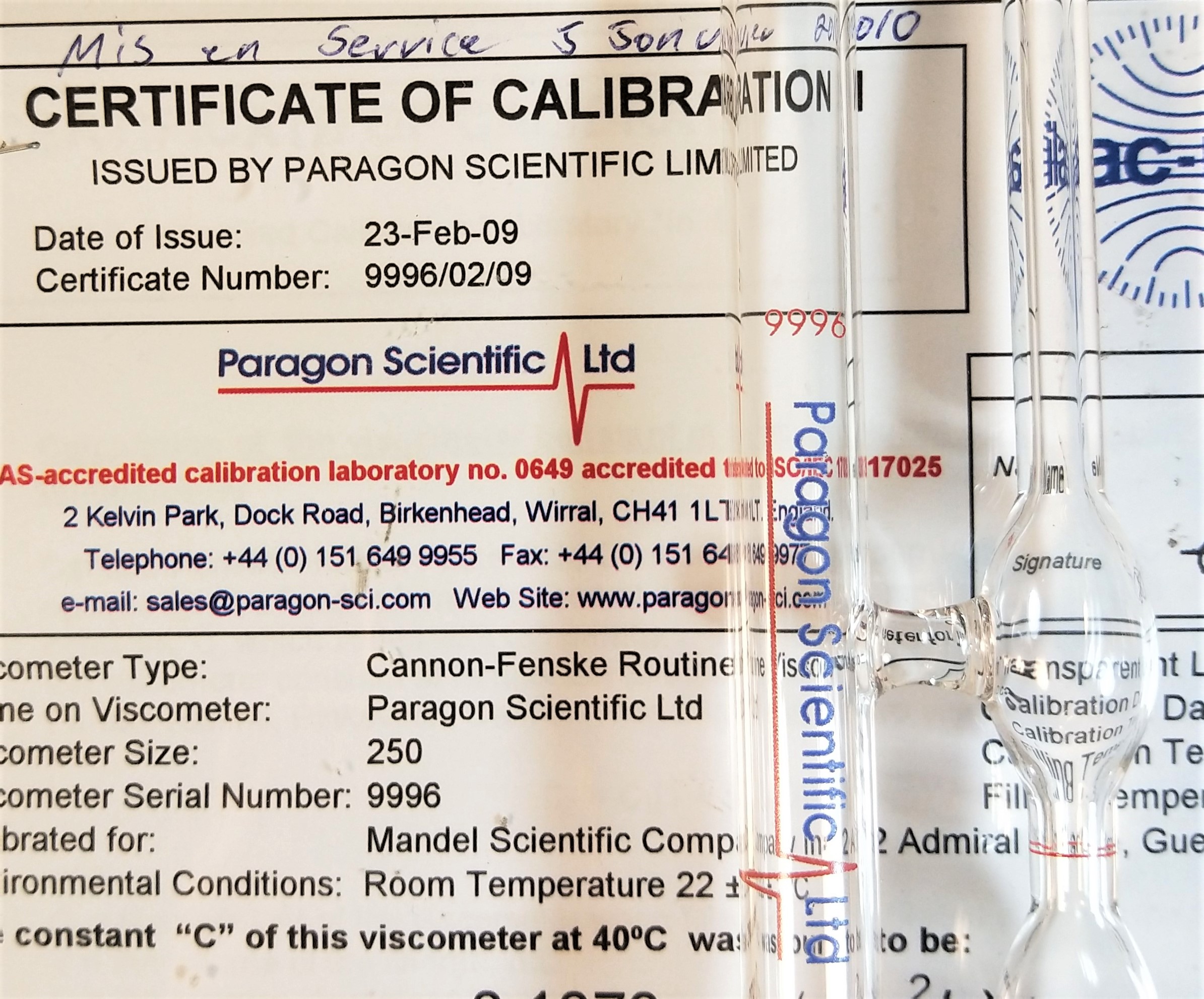 New Open Box Cannon-Fenske CFRC-250 Certified Routine Viscometer Tube (Size 250)