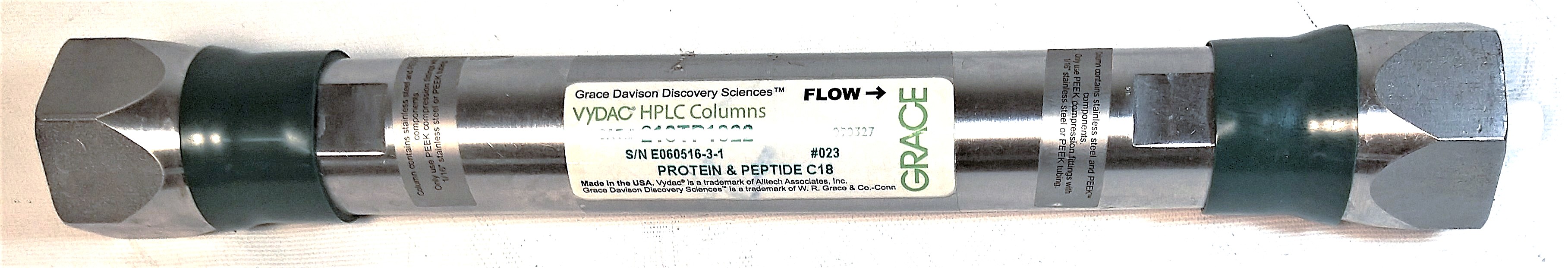 Used Vydac 218TP1022 C18 Preparative LC Column (25 cm × 22 mm x 10µm)