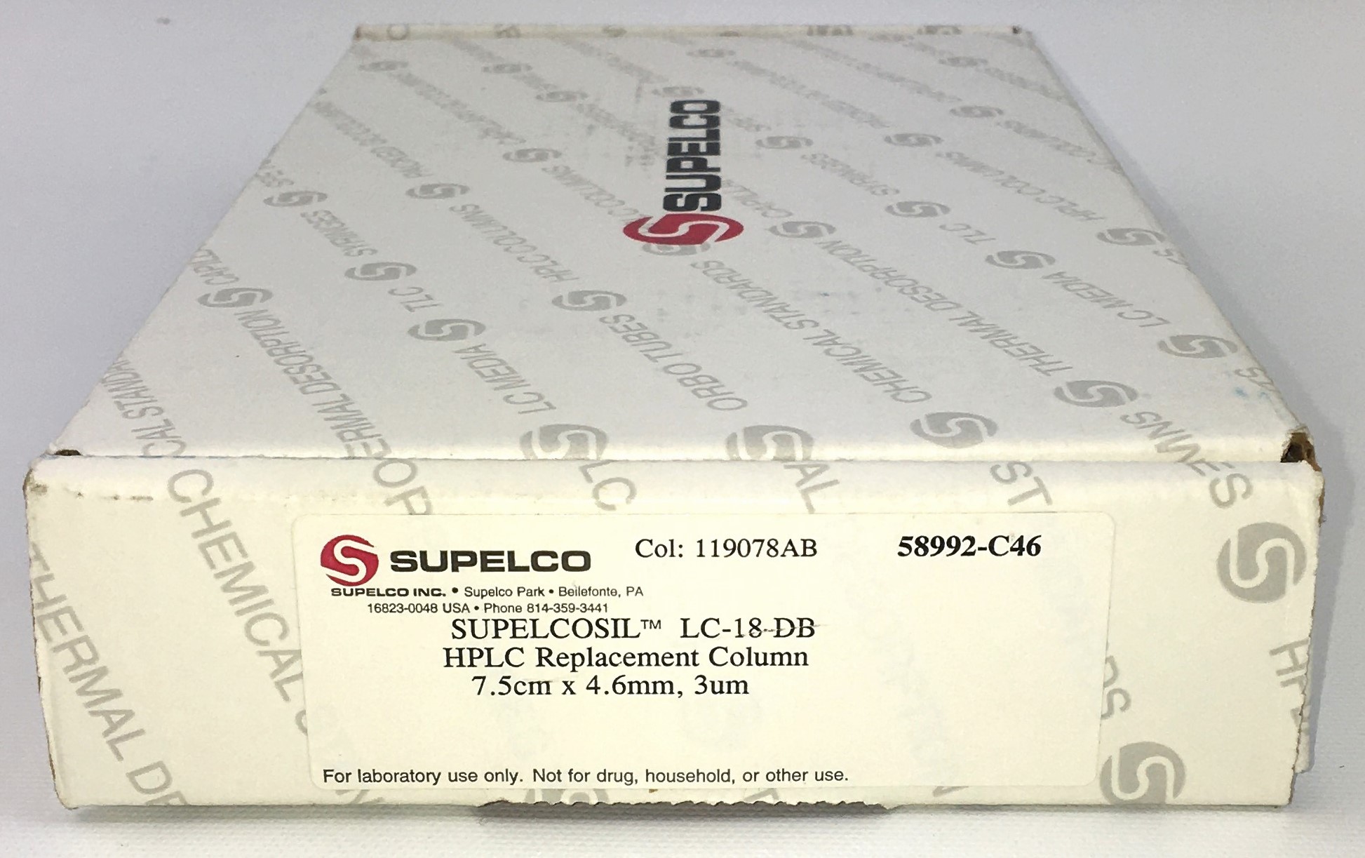 New Open Box Supelco Supelcosil LC-8-DB (58982) LC Column (7.5 cm × 4.6 mm x 3µm)