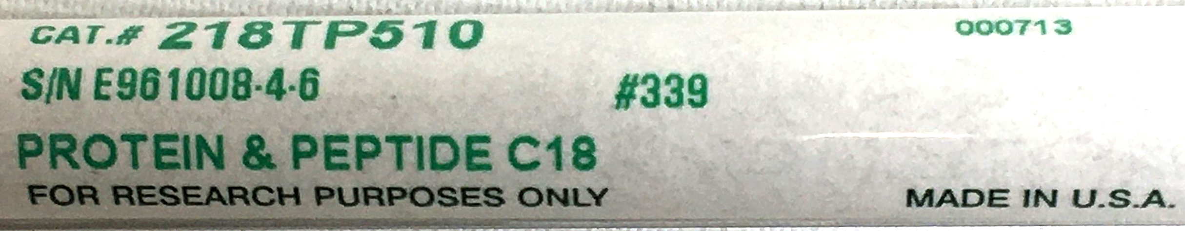 Used Vydac 218TP510 C18 Semi-Preparative HPLC Column (25 cm × 10 mm x 5µm)