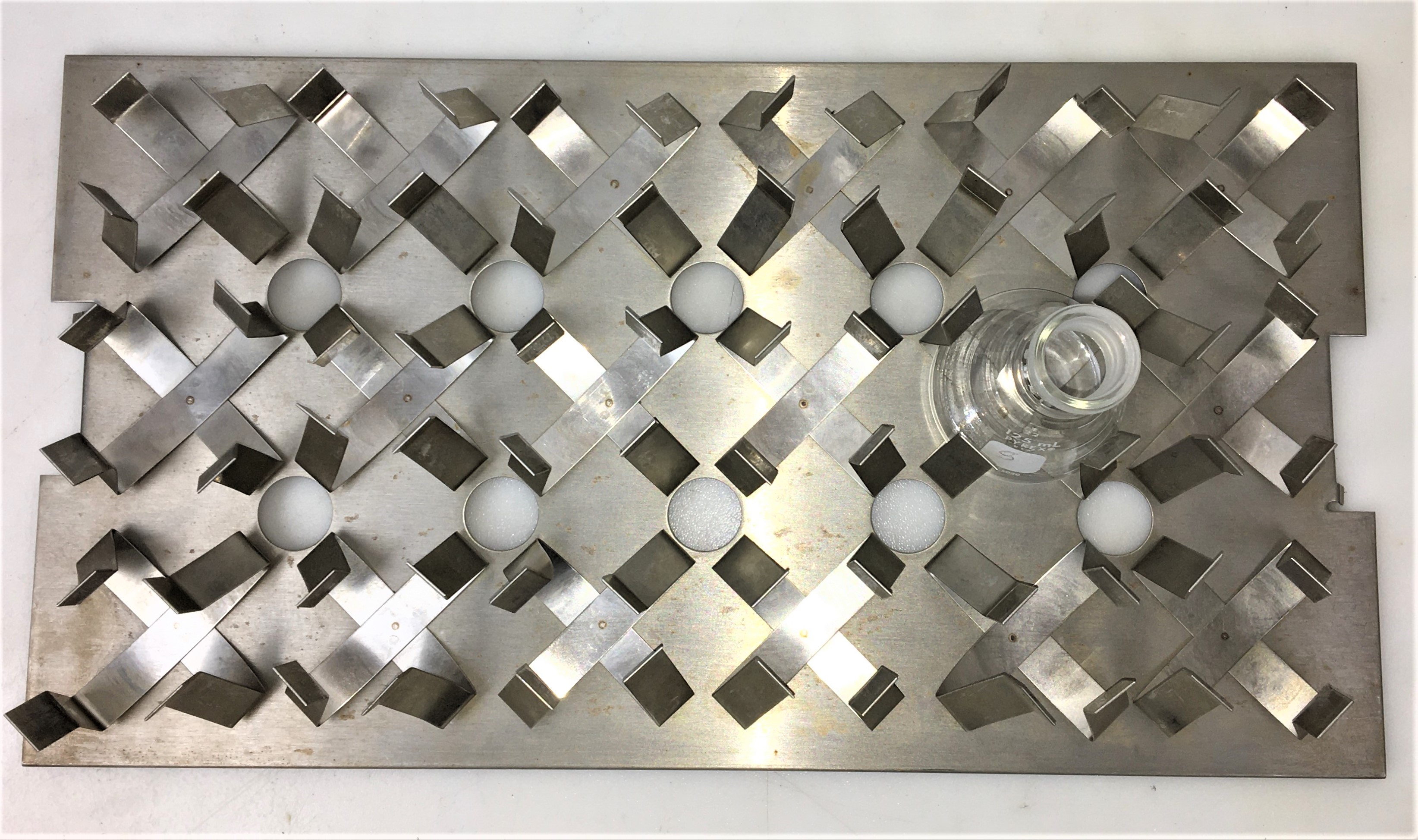 Used Flask Holder Platform Attachment for Shaker with 18 x 125mL Flask Clamps - 18" x 10"