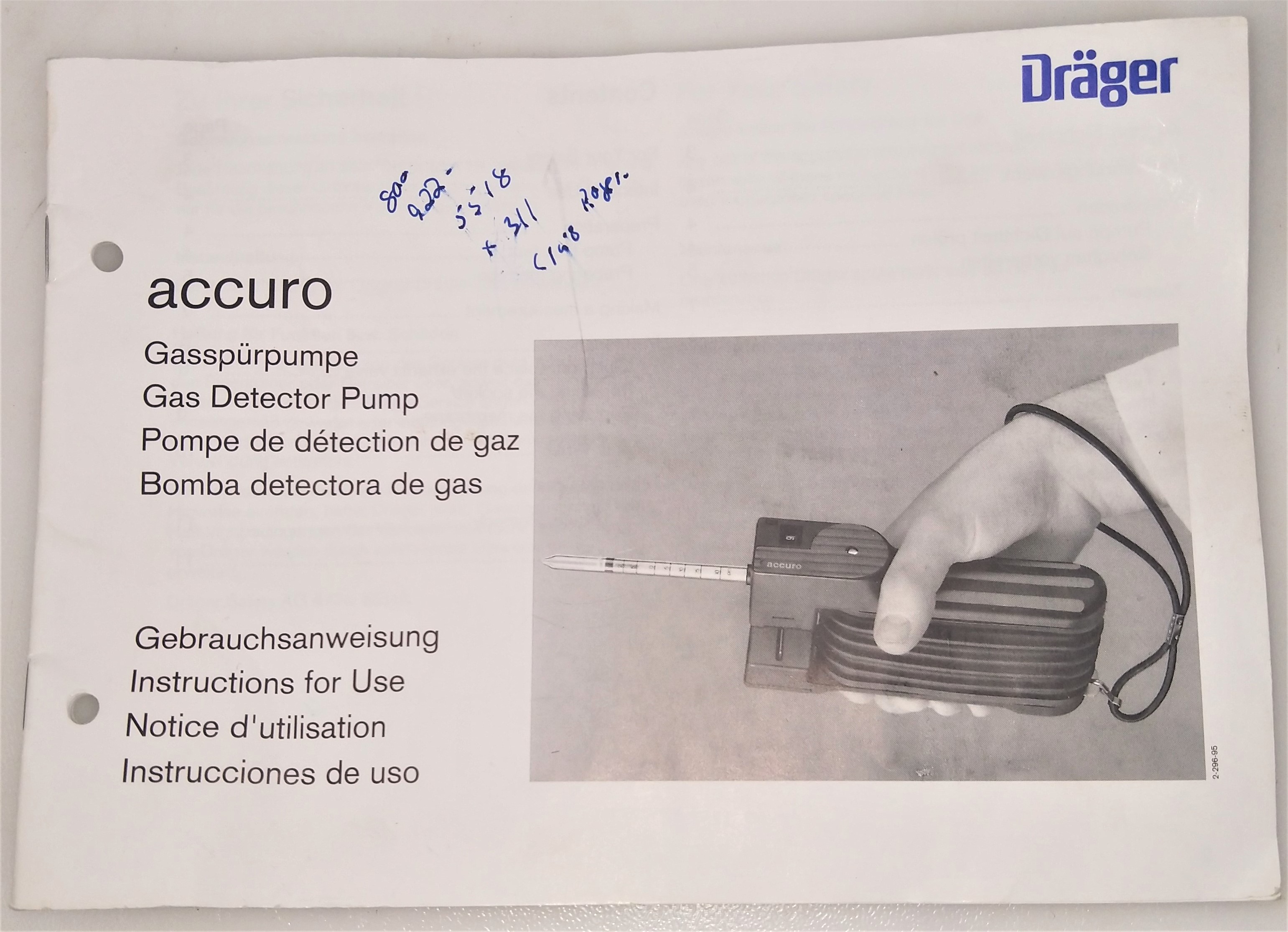 Used Drager Accuro Multi-Gas Detector Pump with Assorted Tubes