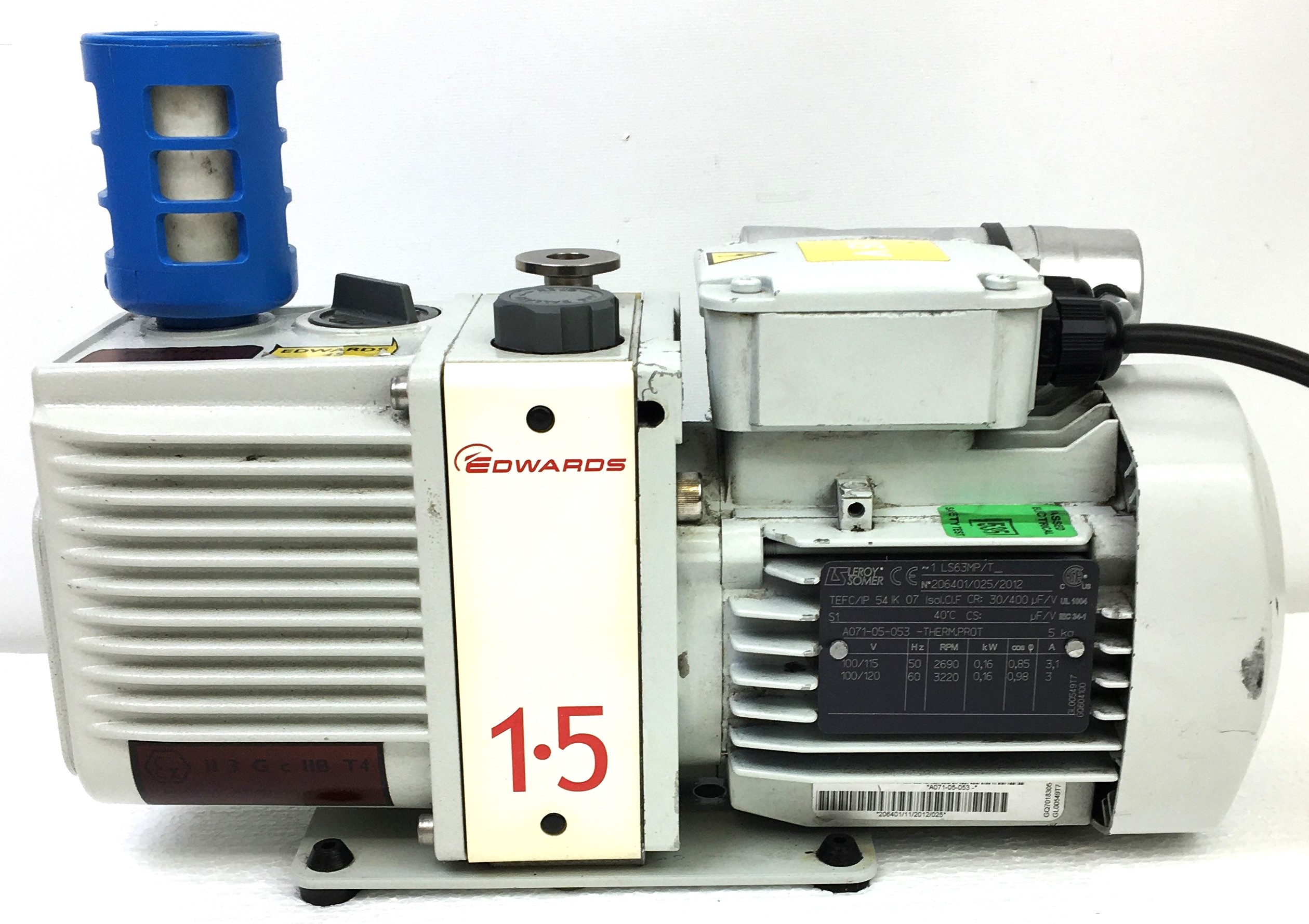 Used Edwards E2M1.5 Rotary Vacuum Pump with Oil Mist Filter (1.2cfm)