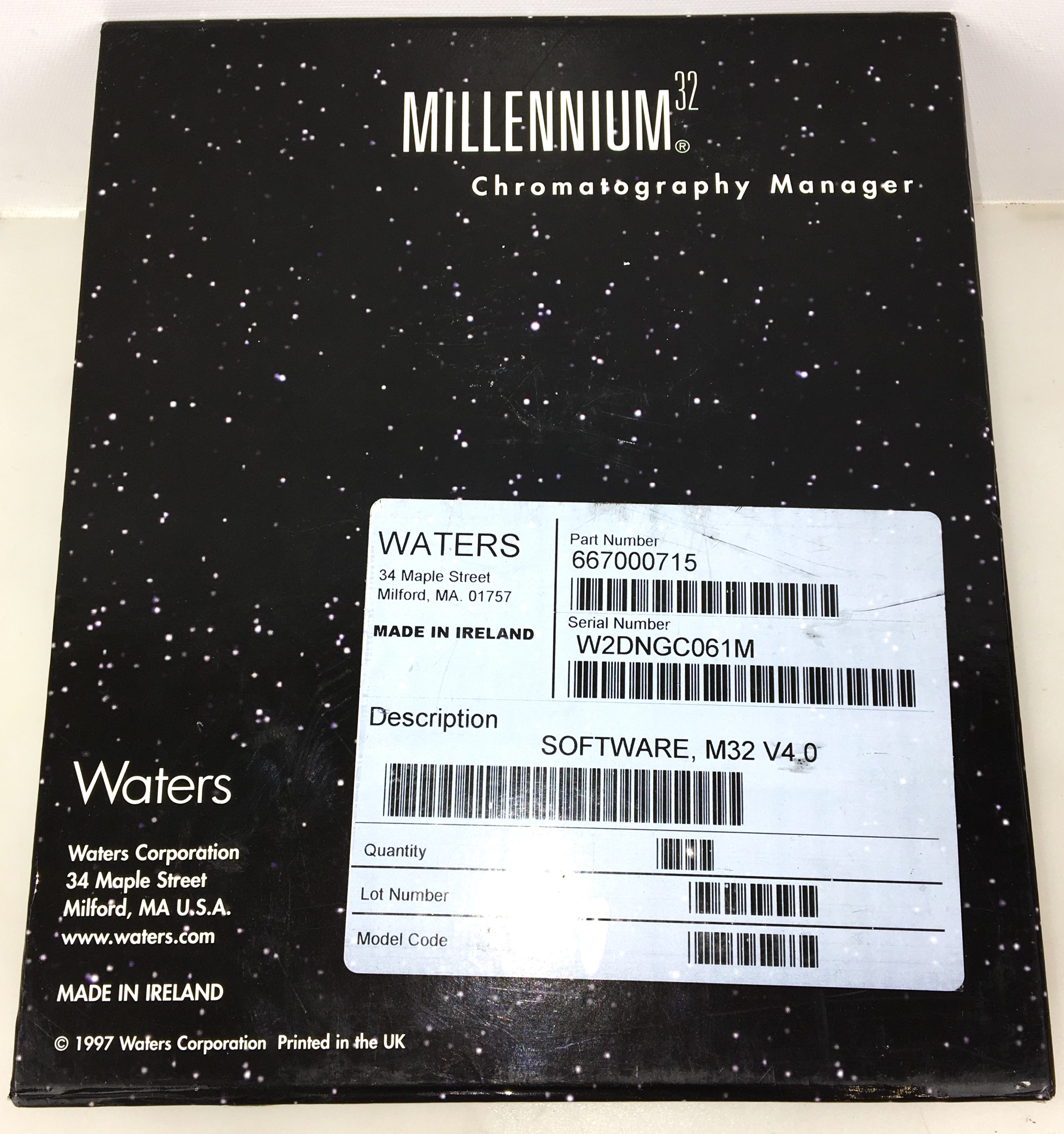New Open Box Waters Millenium32 (Ver 4.0) Chromatography Software Kit with Key Disk