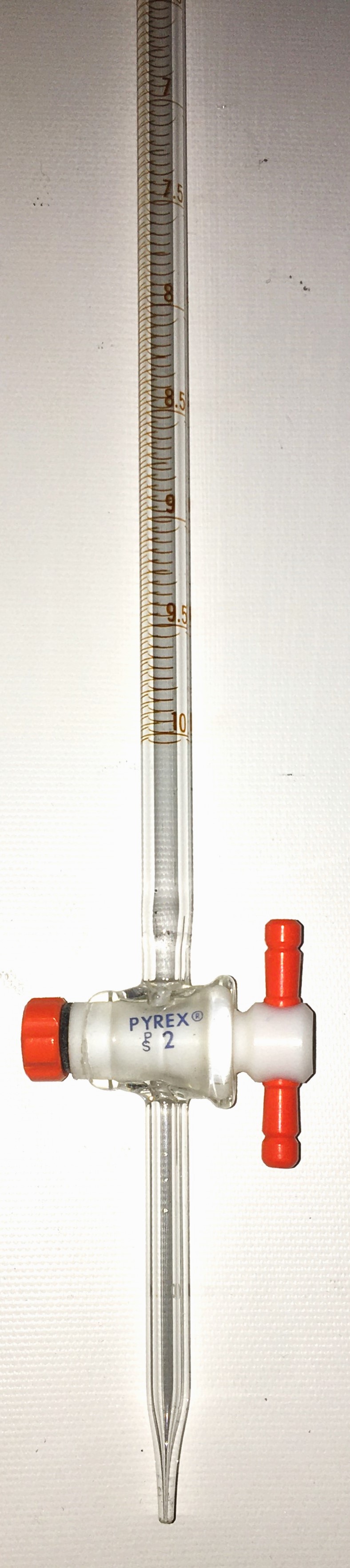 Used Corning PYREX 2103 (and Kimble equivalent) 10mL Straight Bore Class A MicroBuret