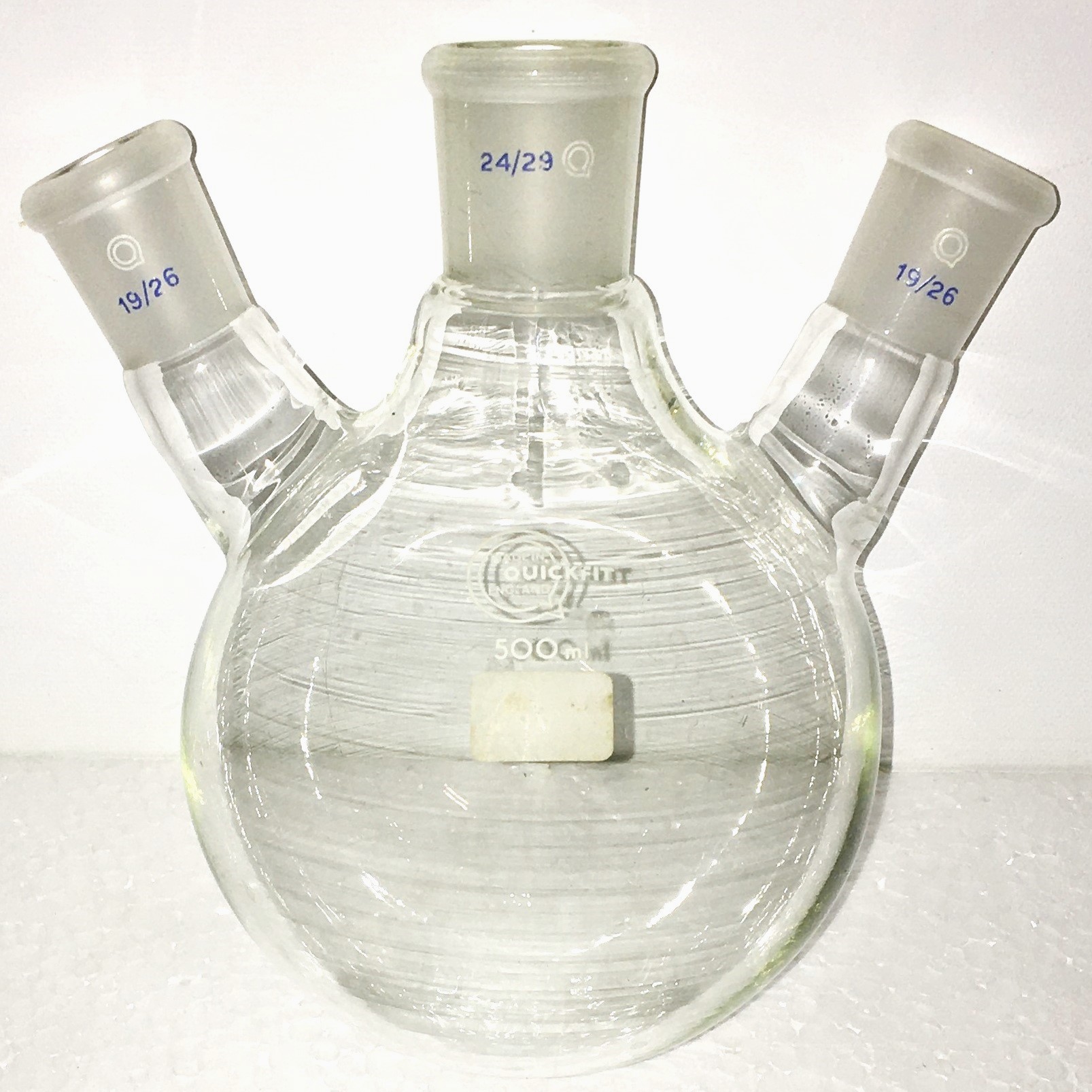 Used QuickFit FR500/3S/22A 3-Neck 500mL Round-Bottom Flask