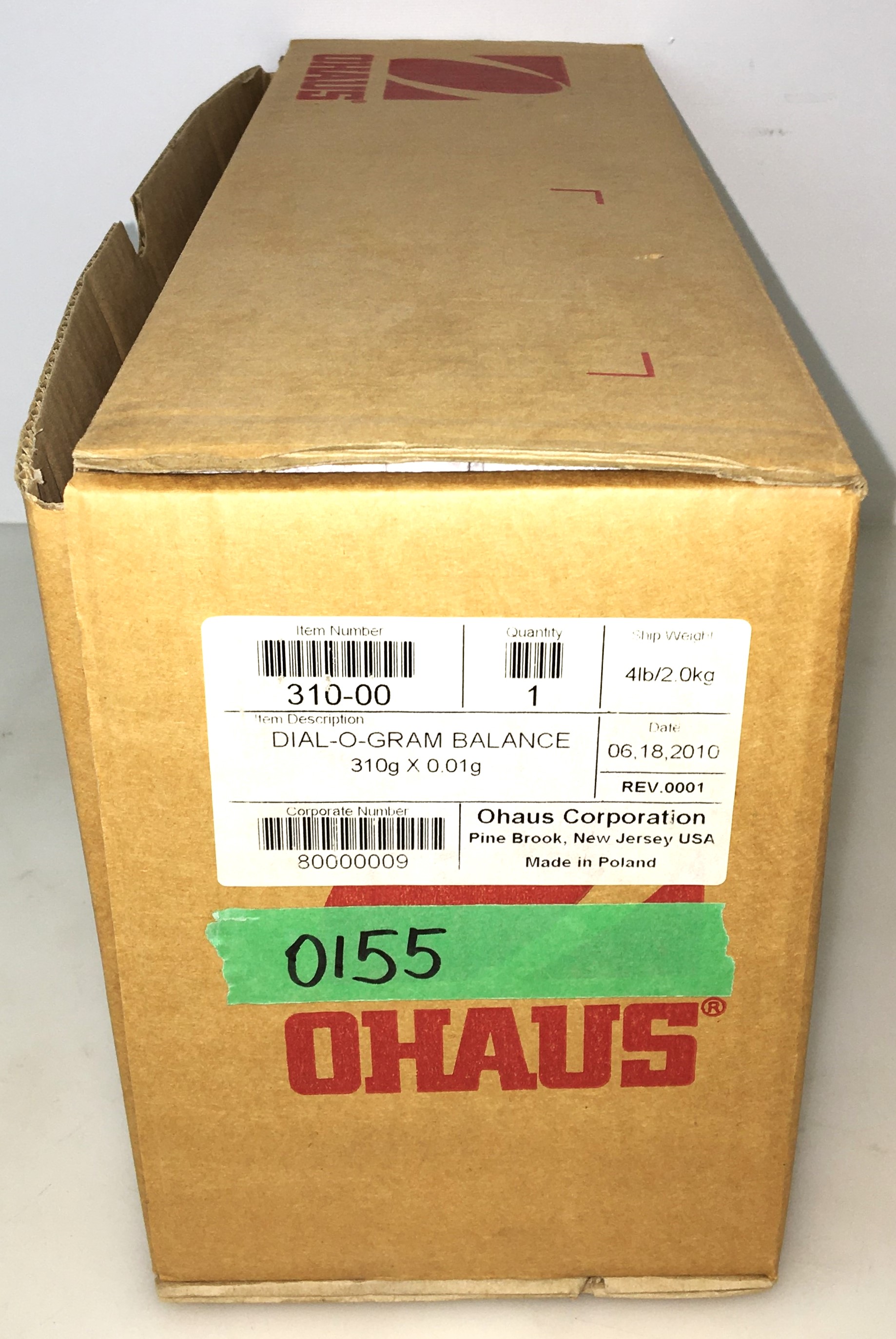 New Open Box Ohaus Dial-O-Gram 310 Triple Beam Balance (310g x 0.01g)