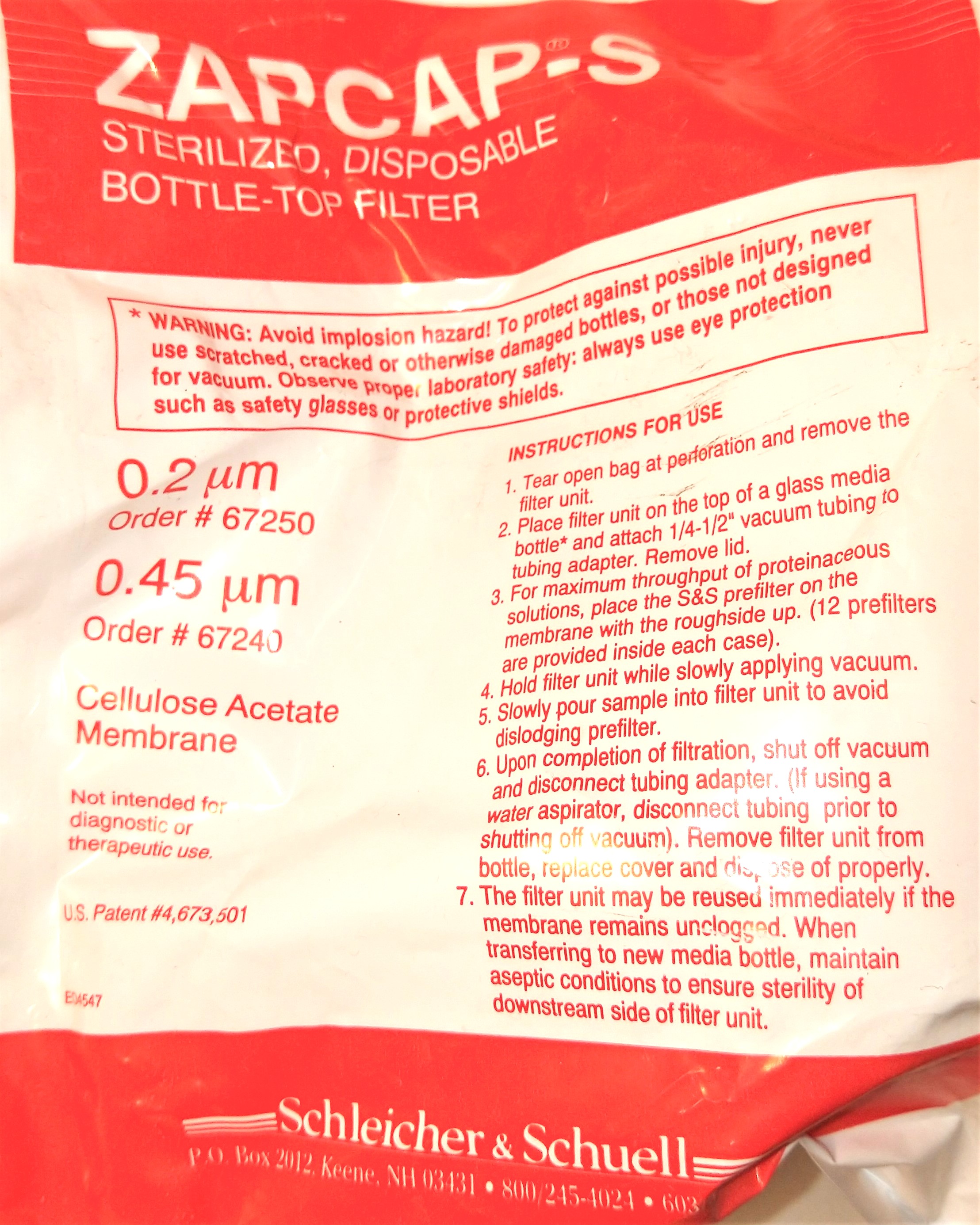 New GVS ZapCap-S Sterile Bottle-Top Filter (0.2µm) - 2/Pack