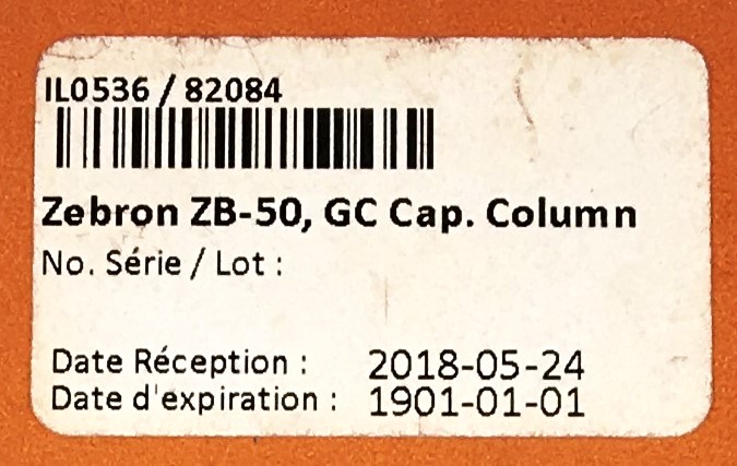 New Open Box Zebron ZB-50 (7HG-G004-05) Capillary Column (30M x 0.25mm x 0.15 µm)