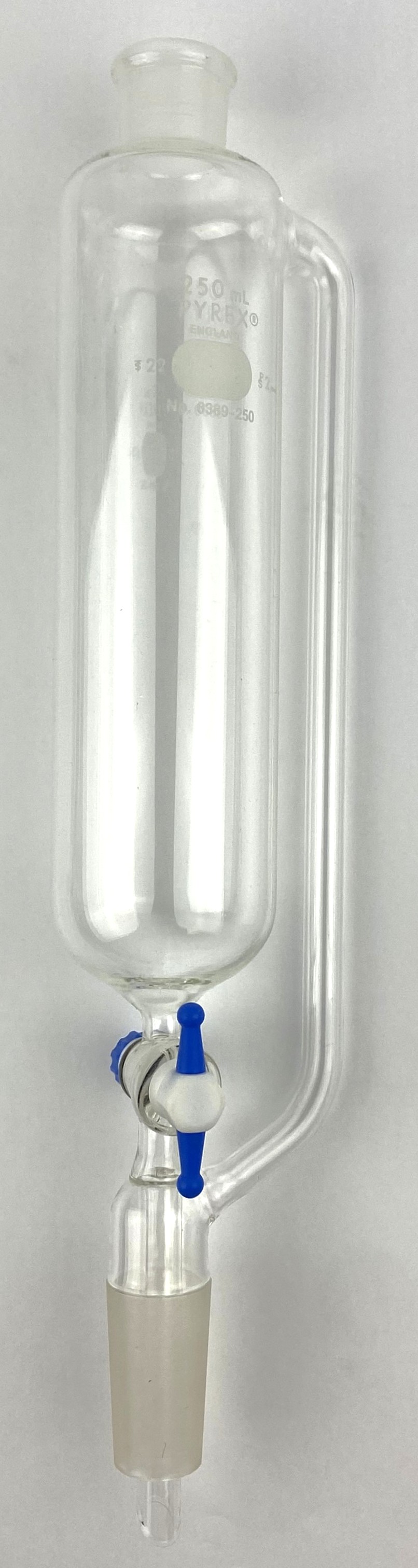 Used Corning PYREX 6389 (or Equivalent) 250mL Pressure-Equalizing Addition Funnel