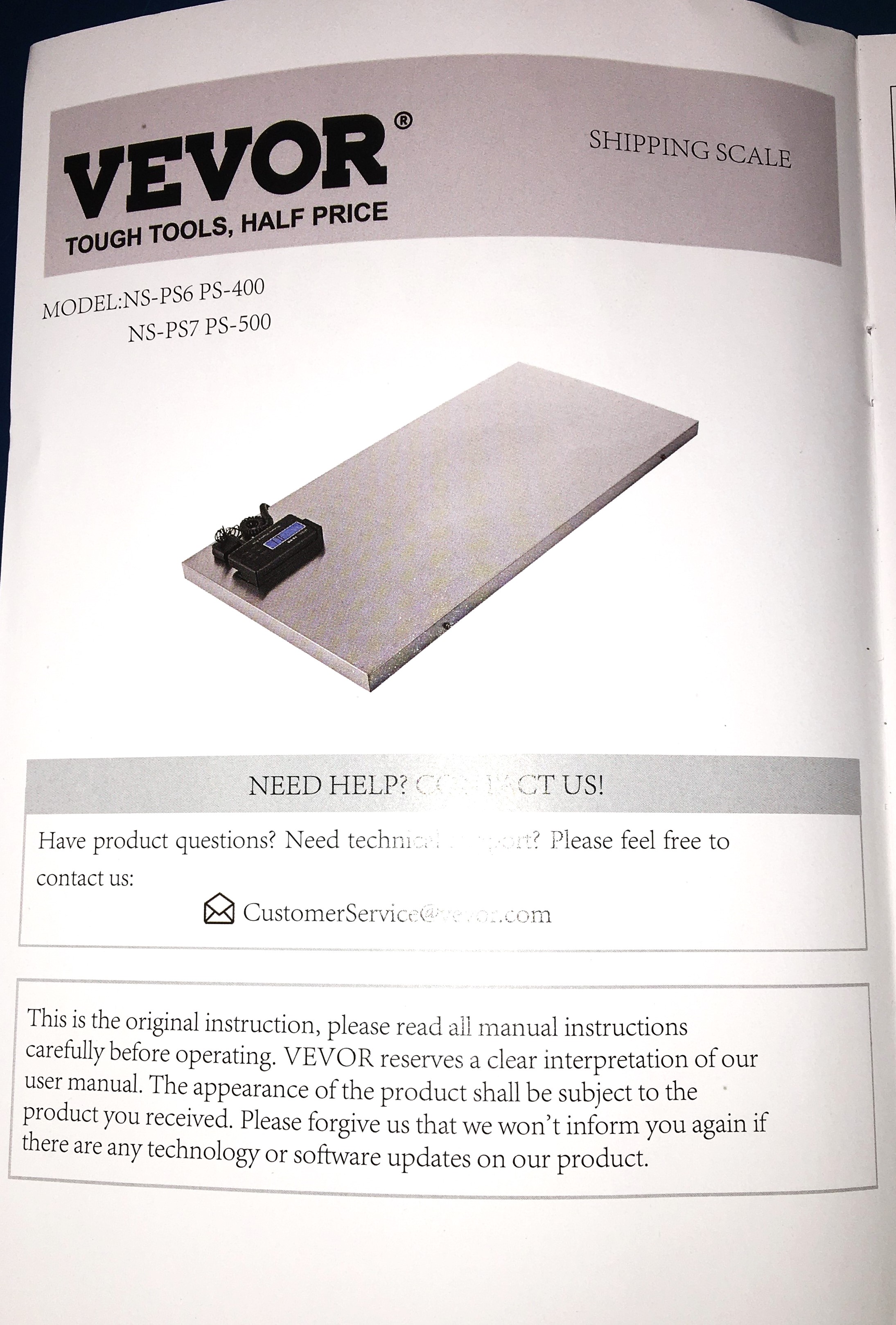 New VEVOR PS-500 Stainless Steel Platform Scale (500kg x 0.1kg)