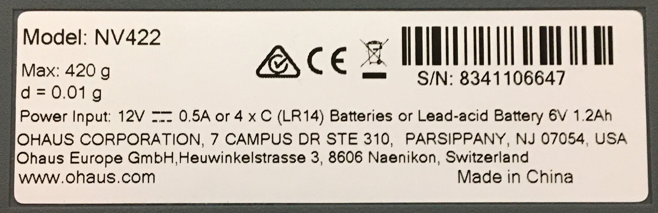 New Open Box Ohaus Navigator NV422 Portable Balance (420g x 0.01g) 