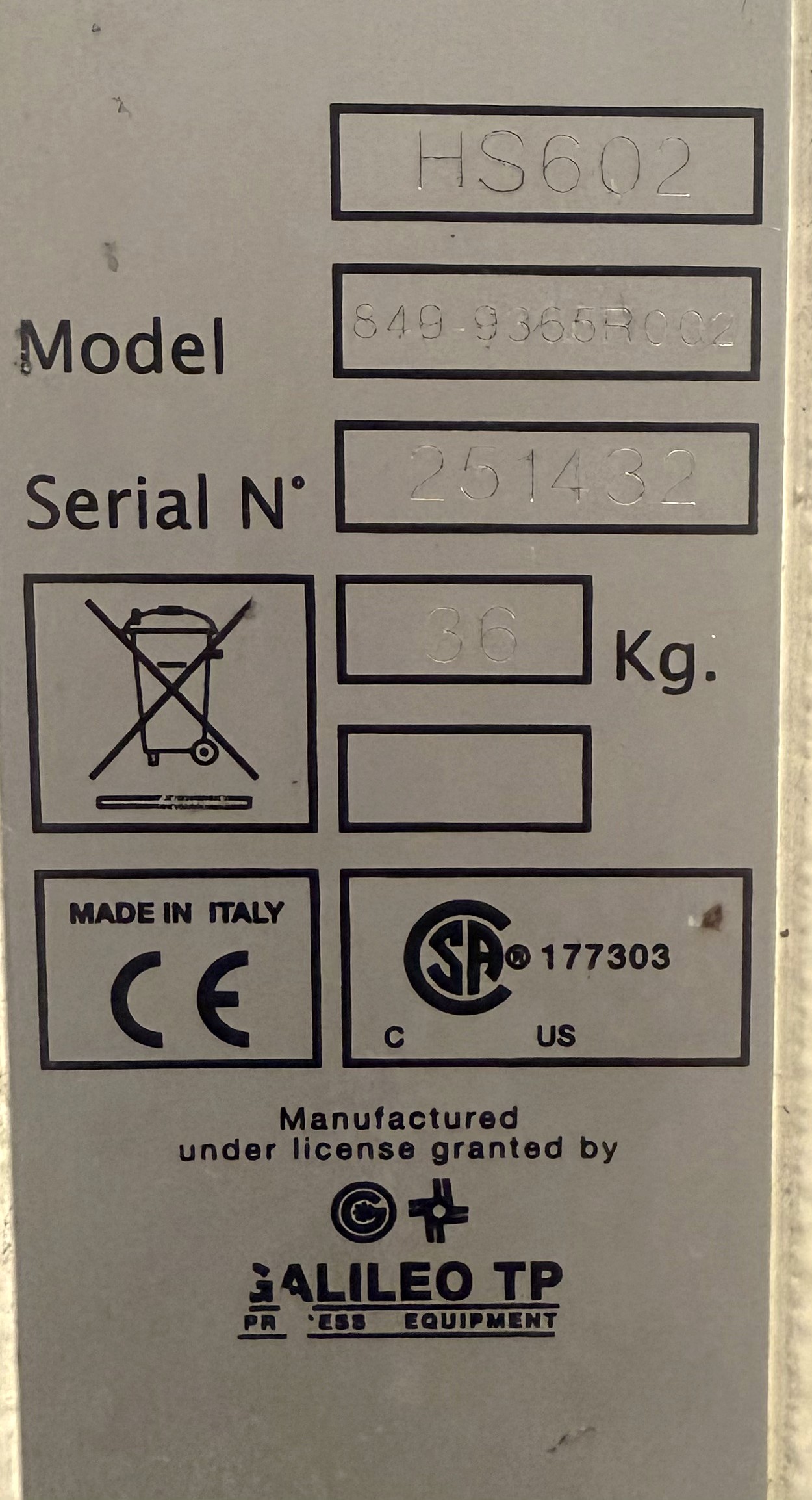 Used Varian HS 602 Rotary Vacuum Pump with Varian Oil Filter (17.6cfm)