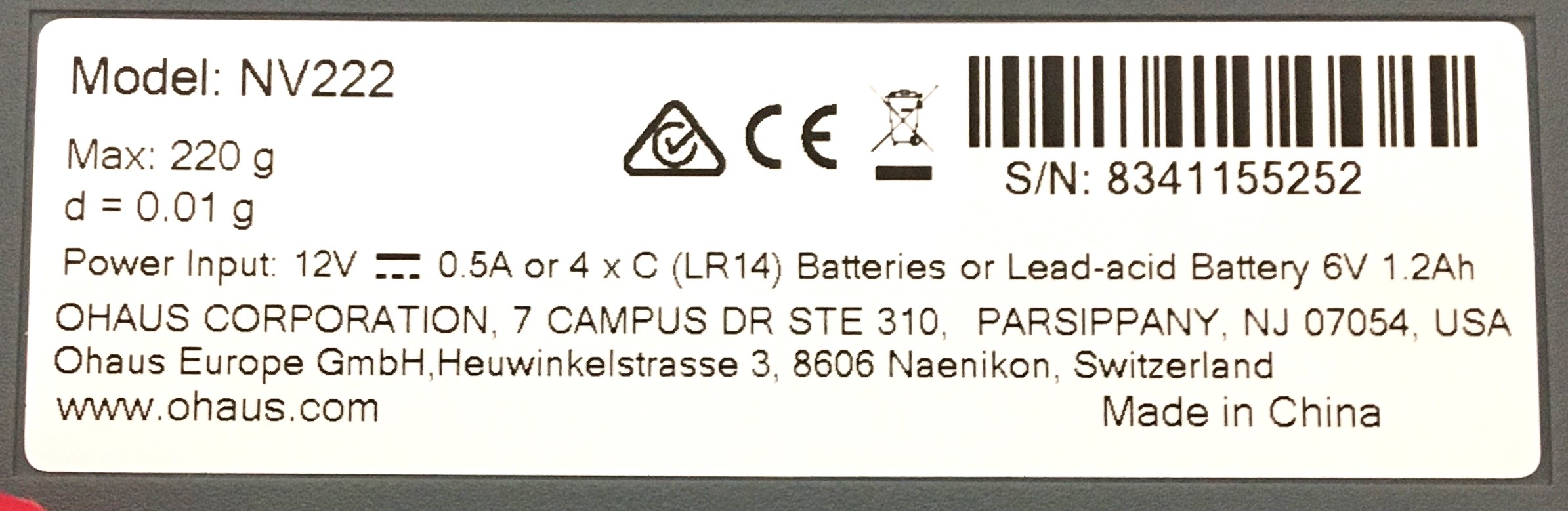 New Open Box Ohaus Navigator NV222 Portable Balance (220g x 0.01g)