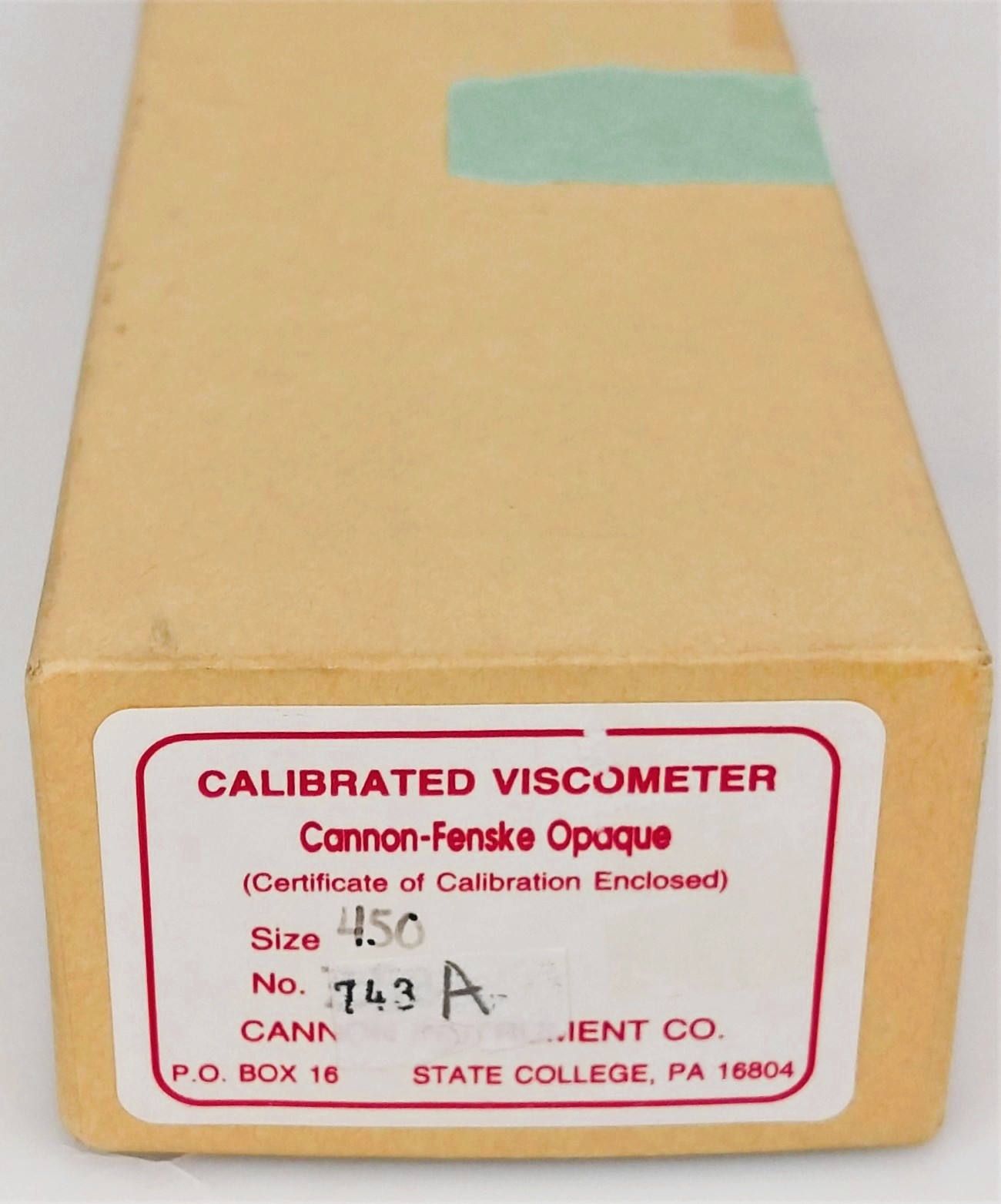 New Open Box Cannon-Fenske CFOC-450 (9721-F77) Certified Opaque Viscometer Tube (Size 450)