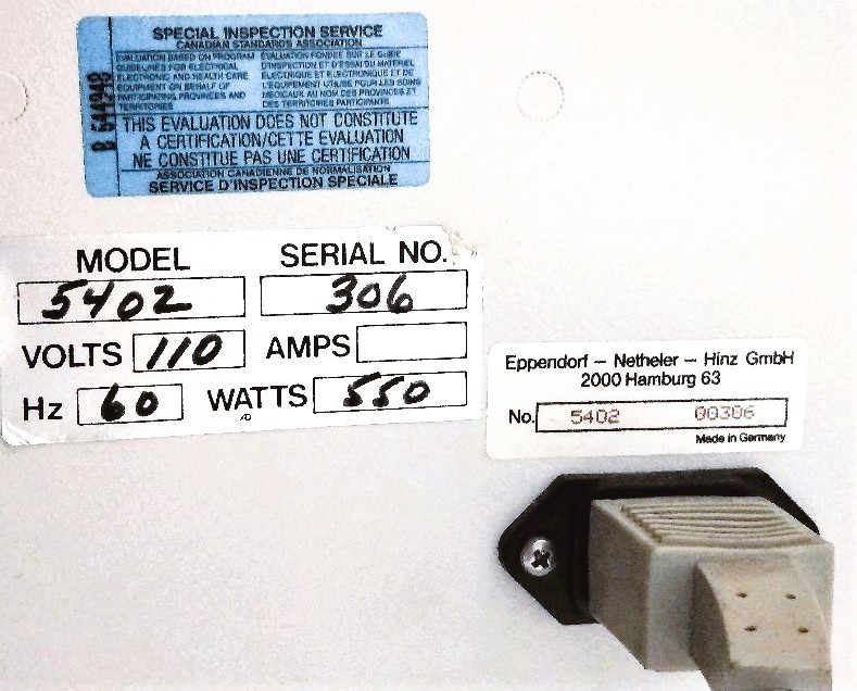 Used Eppendorf 5402 Refrigerated Microcentrifuge with FA-45-18-11 Rotor (18 x 1.5/2mL)