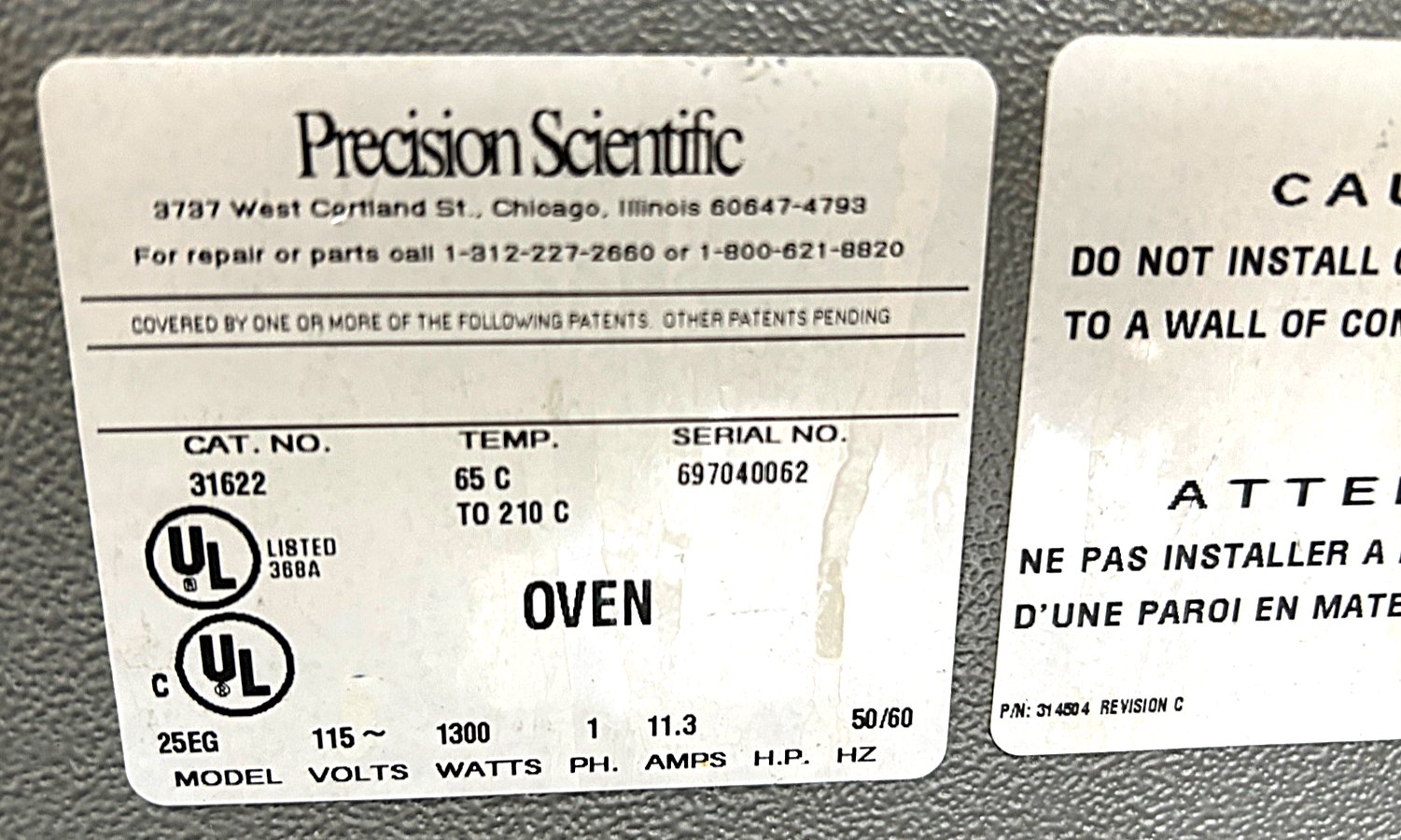 Used Precision Scientific 25EG (31622) Gravity-Convection Oven (2.5 Cu-Ft)