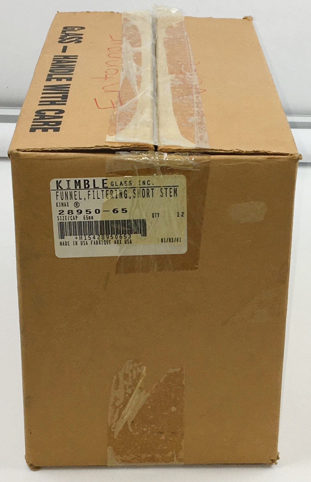 New Open Box Kimble 28950-65 KIMAX Short Stem Analytical Funnel (Pack of 12)