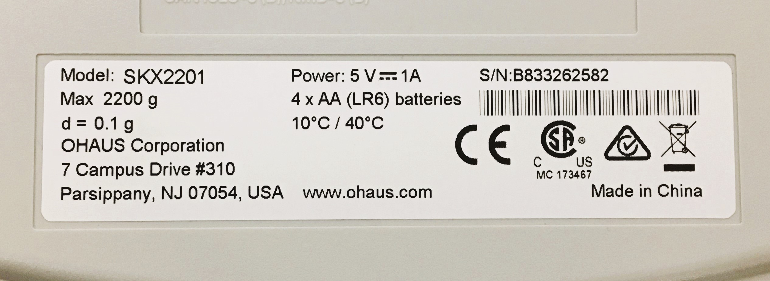 New Open Box Ohaus Scout SKX 2201 Portable Balance (2200g x 0.1g)